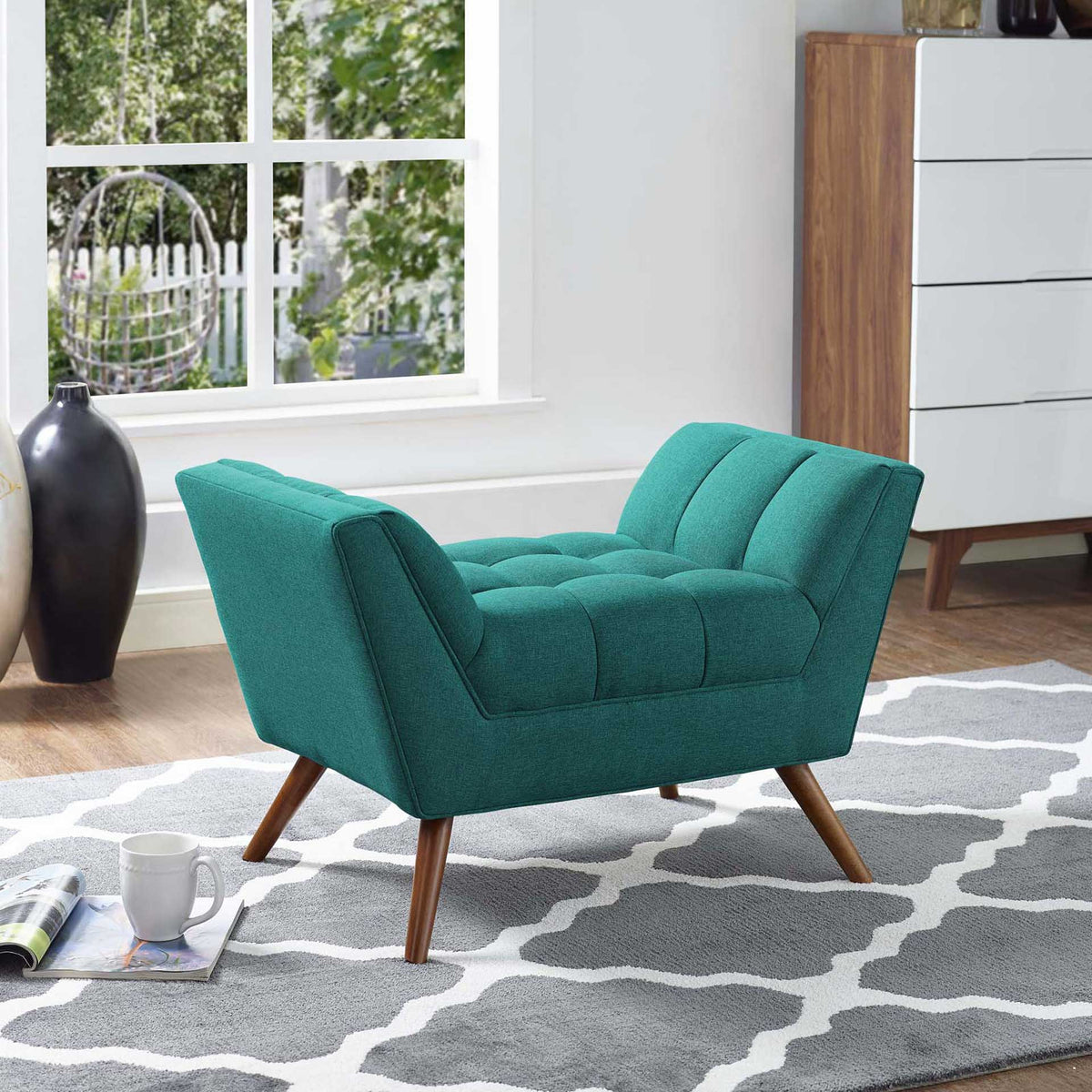 Reborn Fabric Short Ottoman Teal