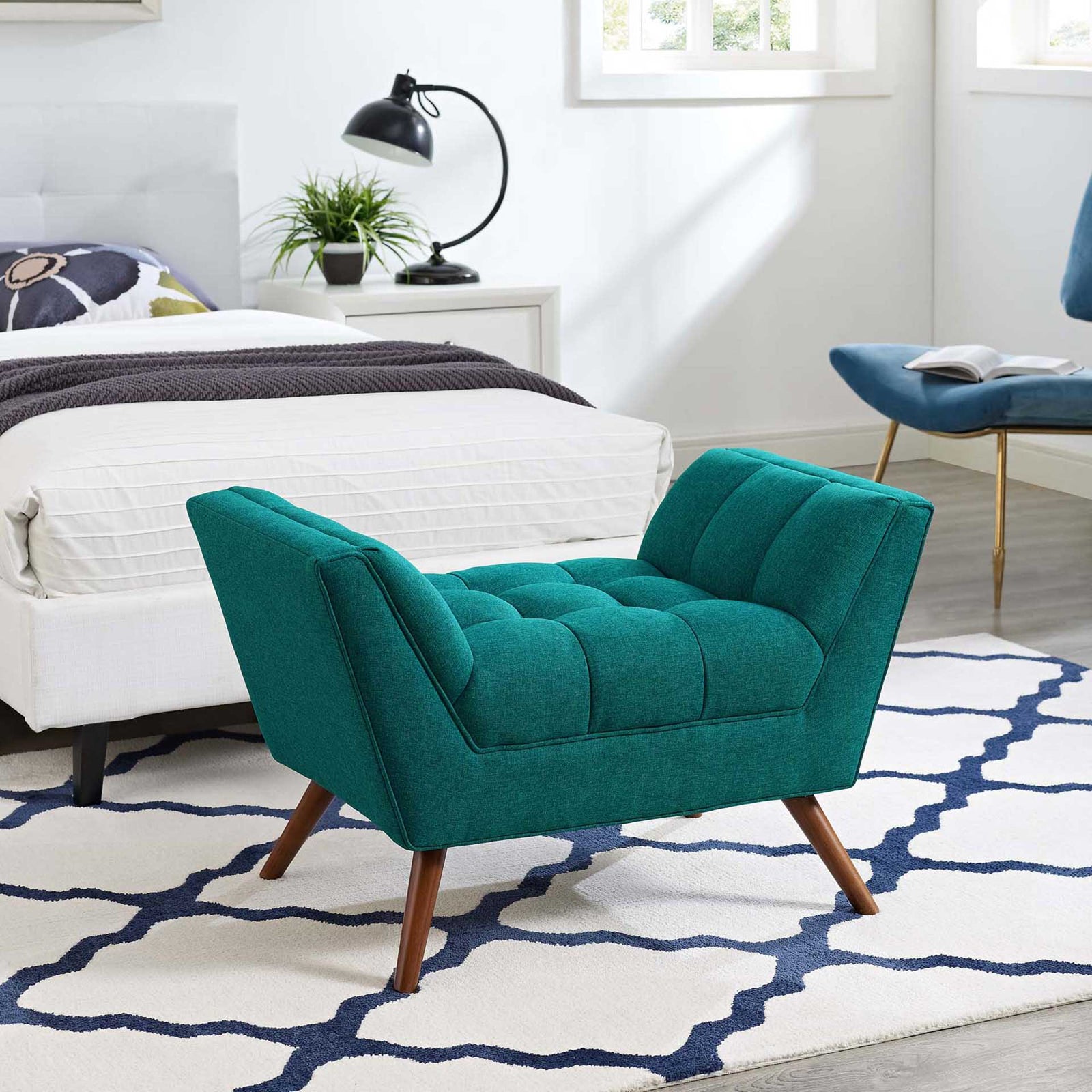 Reborn Fabric Short Ottoman Teal