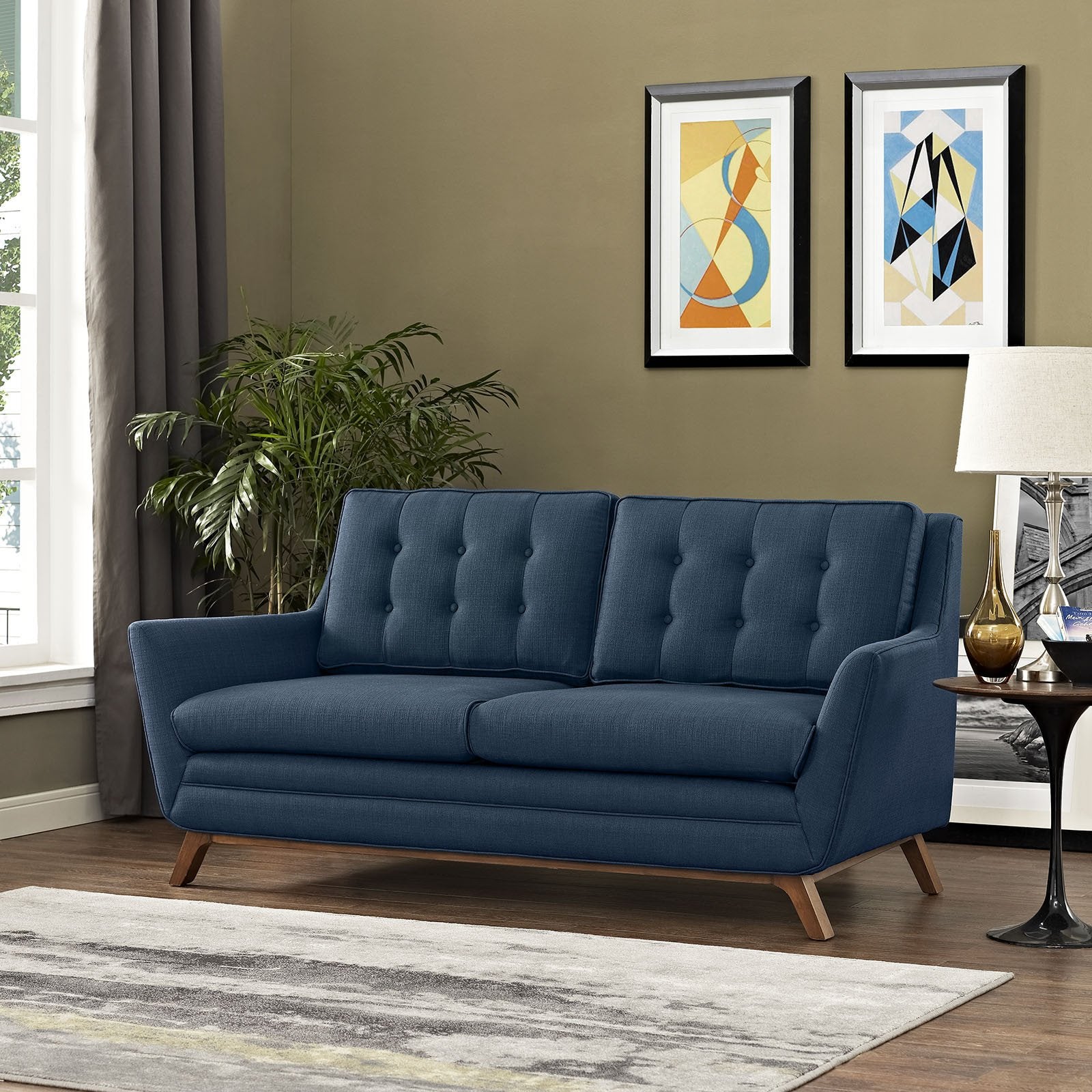 Beowulf Fabric Loveseat Azure