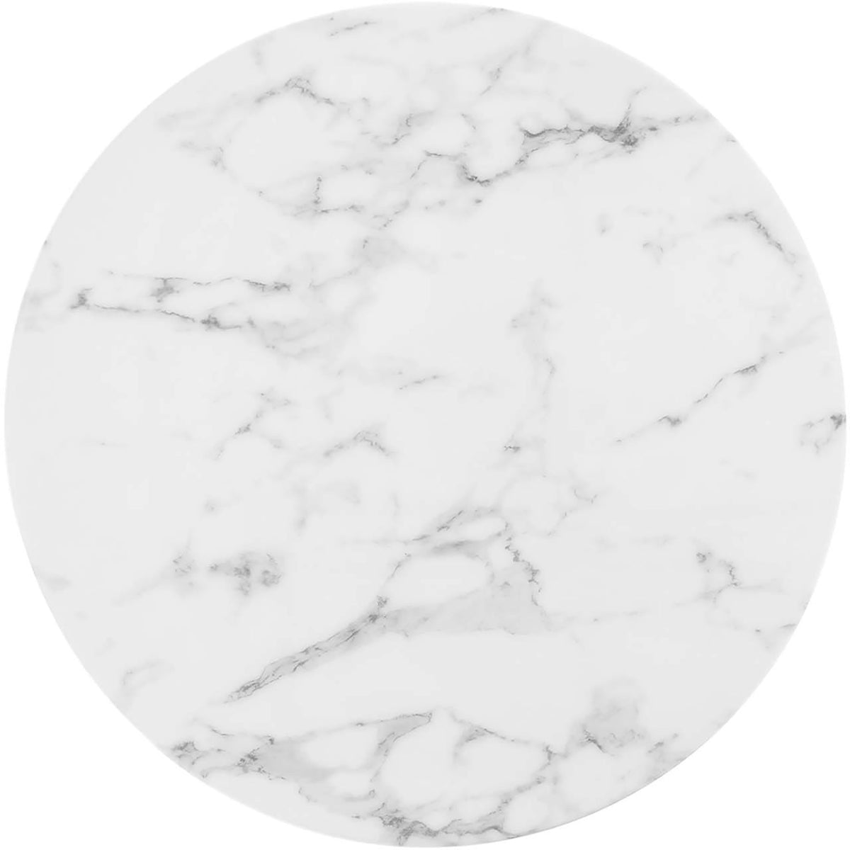 Crisp round tabletop with realistic gray veining and a beveled edge || EEI-1827-WHI || top_studio