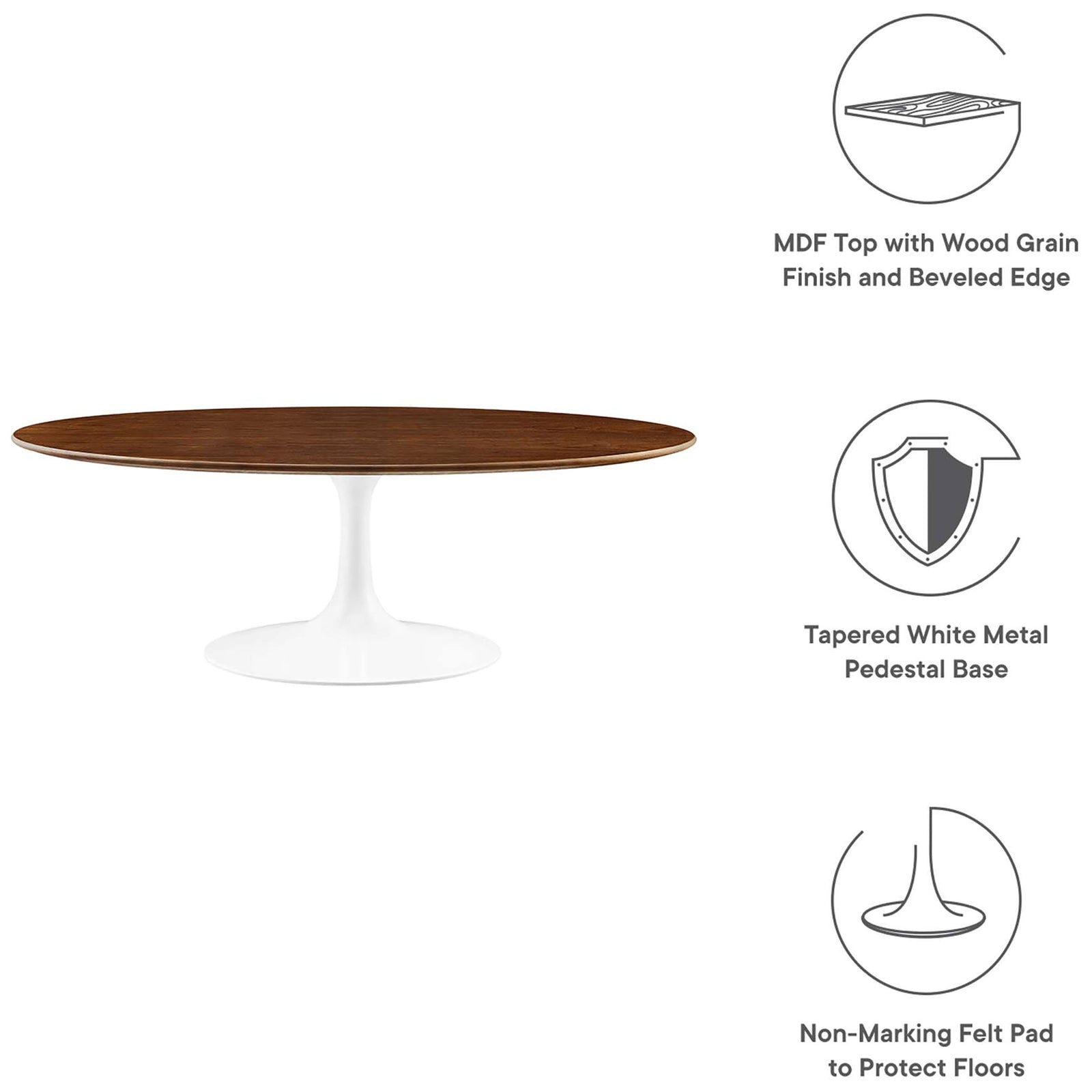 Lipton Oval Wood Coffee Table Walnut/White