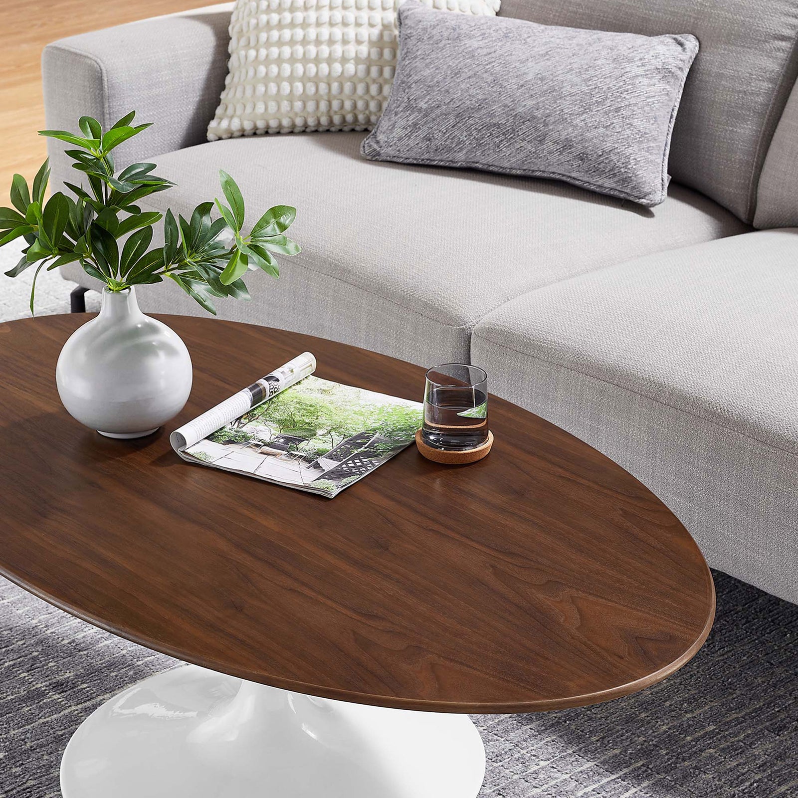 Lipton Oval Wood Coffee Table Walnut/White