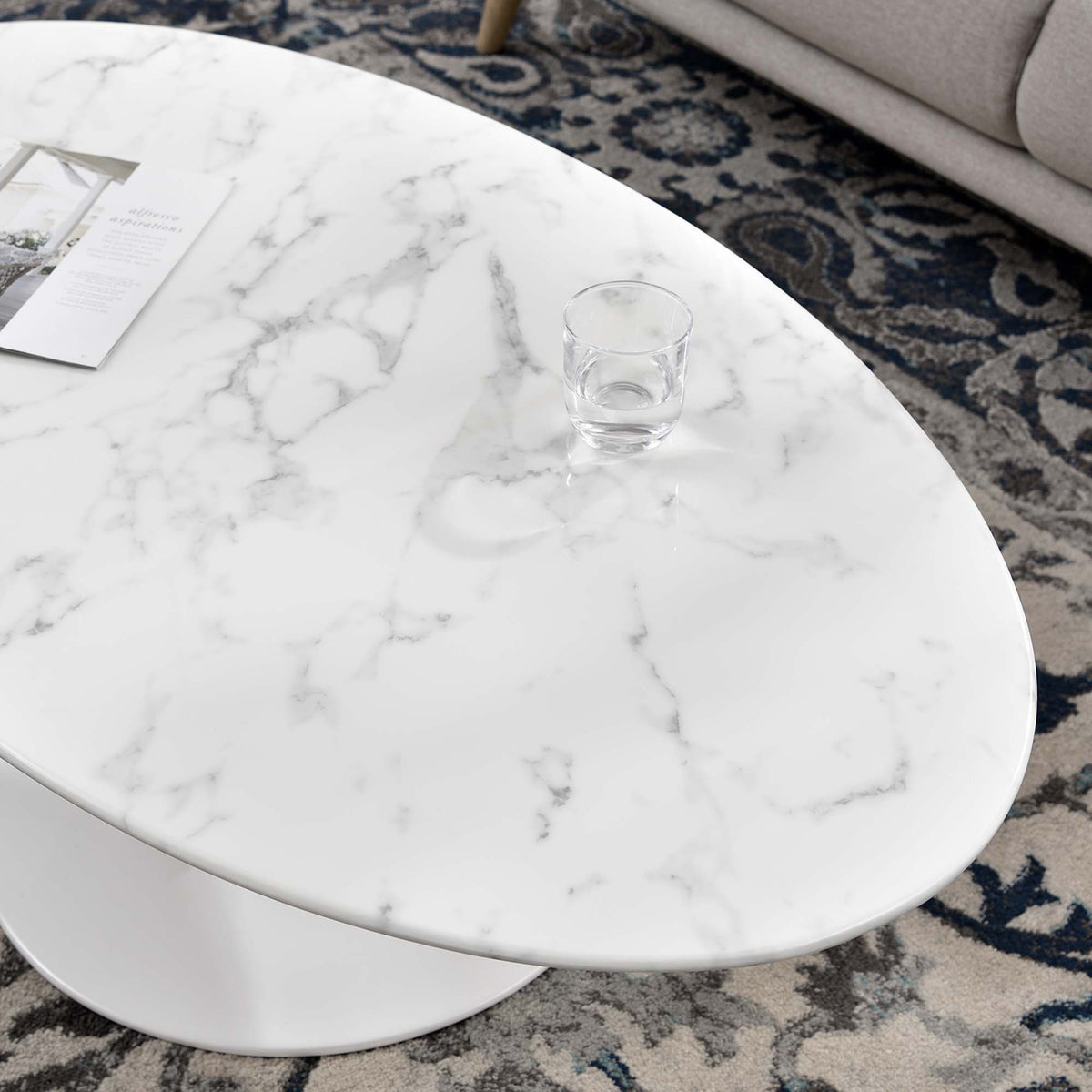 Lipton Oval Coffee Table White Marble