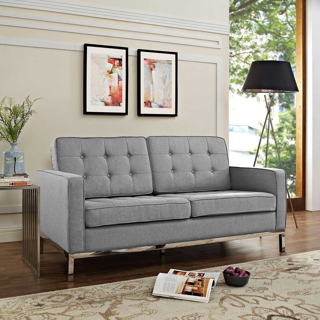 Lyte Fabric Loveseat Light Gray