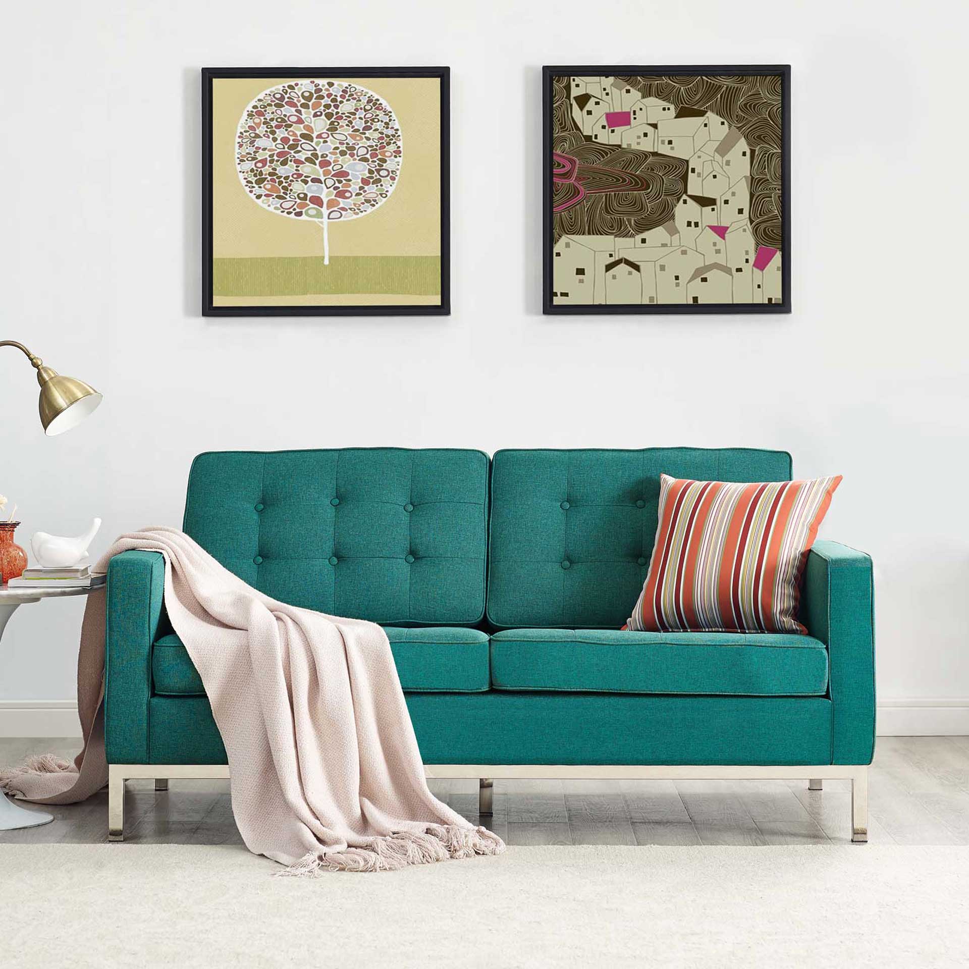 Lyte Fabric Loveseat Teal