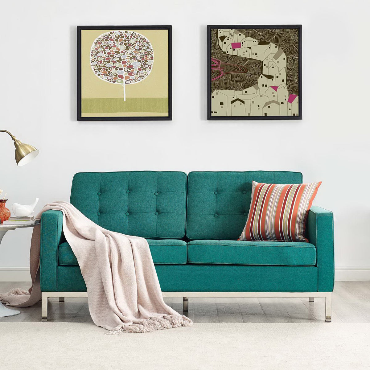 Lofton Fabric Loveseat Teal