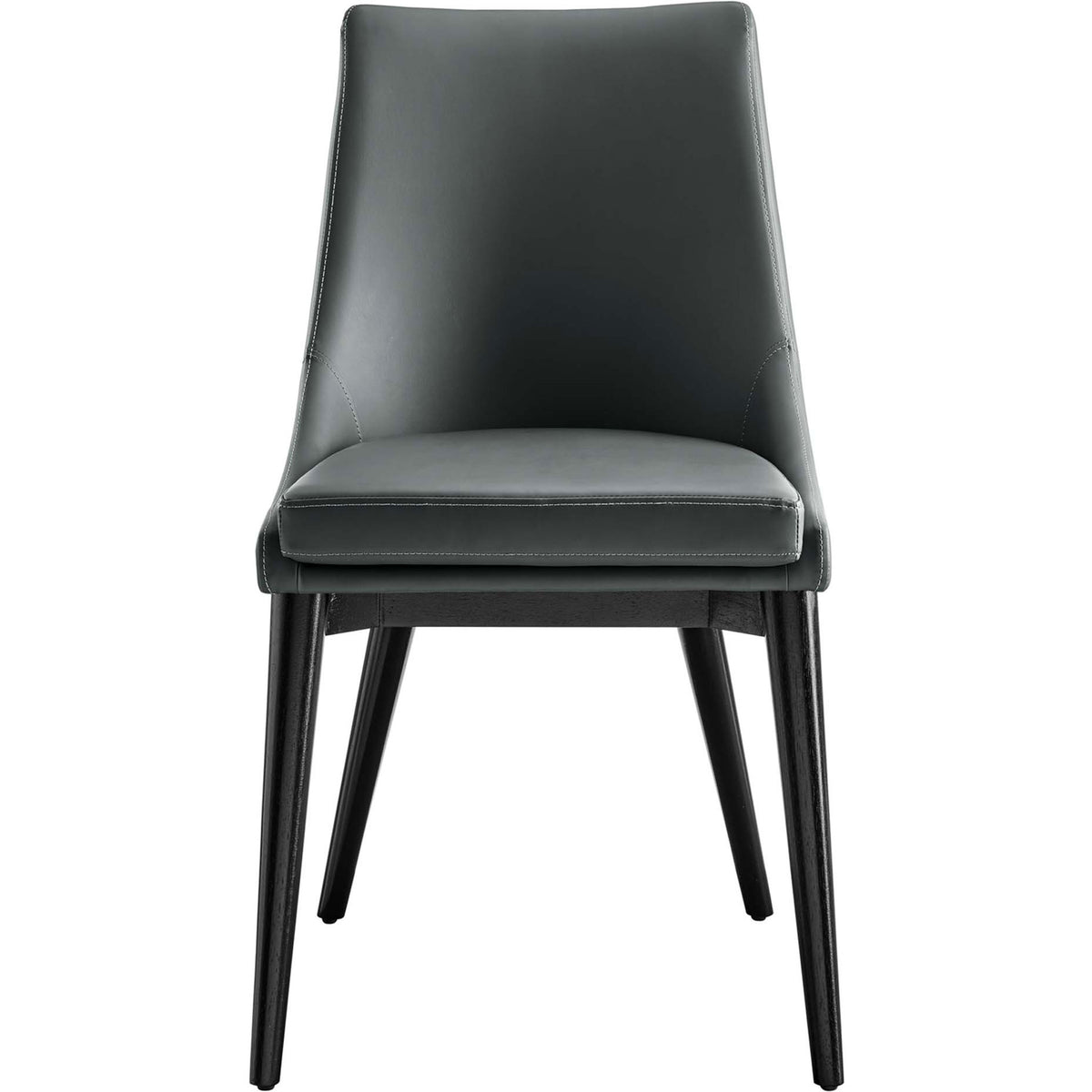 Supportive gray vegan leather dining chair with clean lines and generous cushioning for comfort || EEI-2226-GRY || front_studio