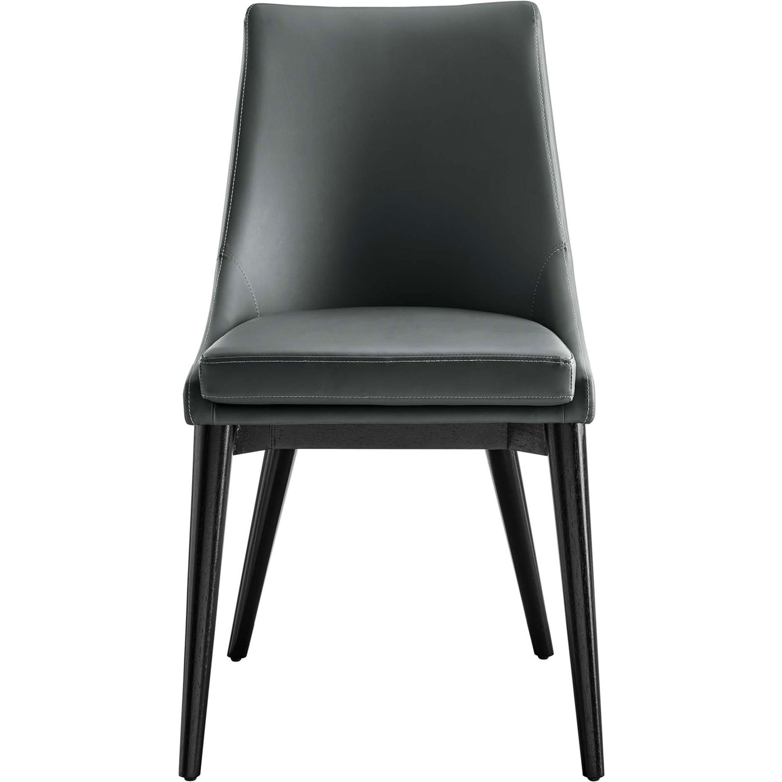 Supportive gray vegan leather dining chair with clean lines and generous cushioning for comfort || EEI-2226-GRY || front_studio