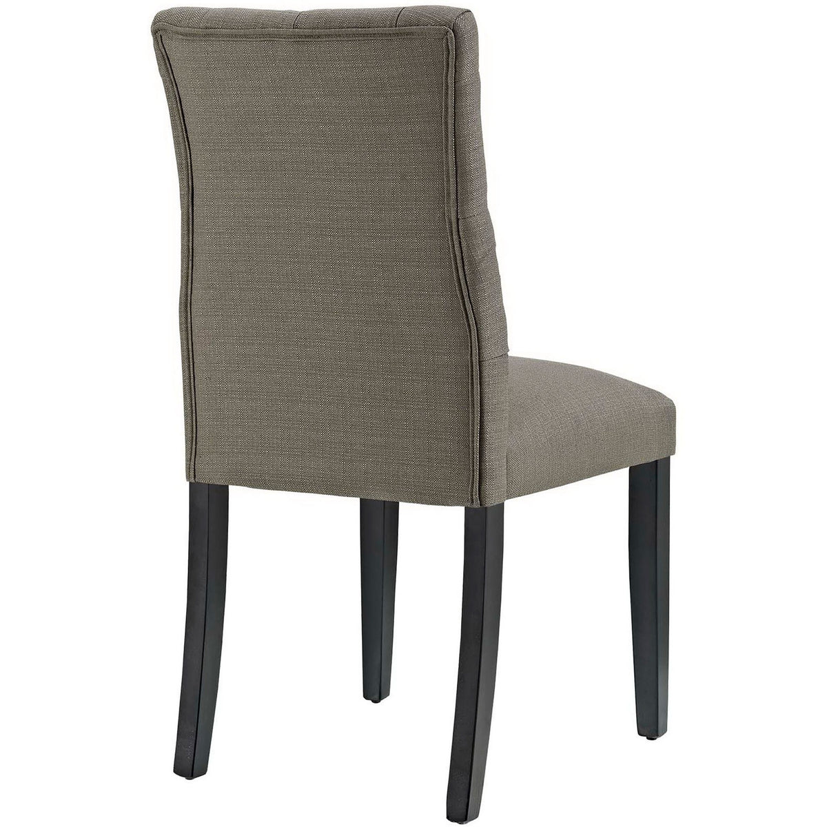 Back view of granite dining chair with refined piping and gently curved frame for a polished look || EEI-2231-GRA || back_angle_studio