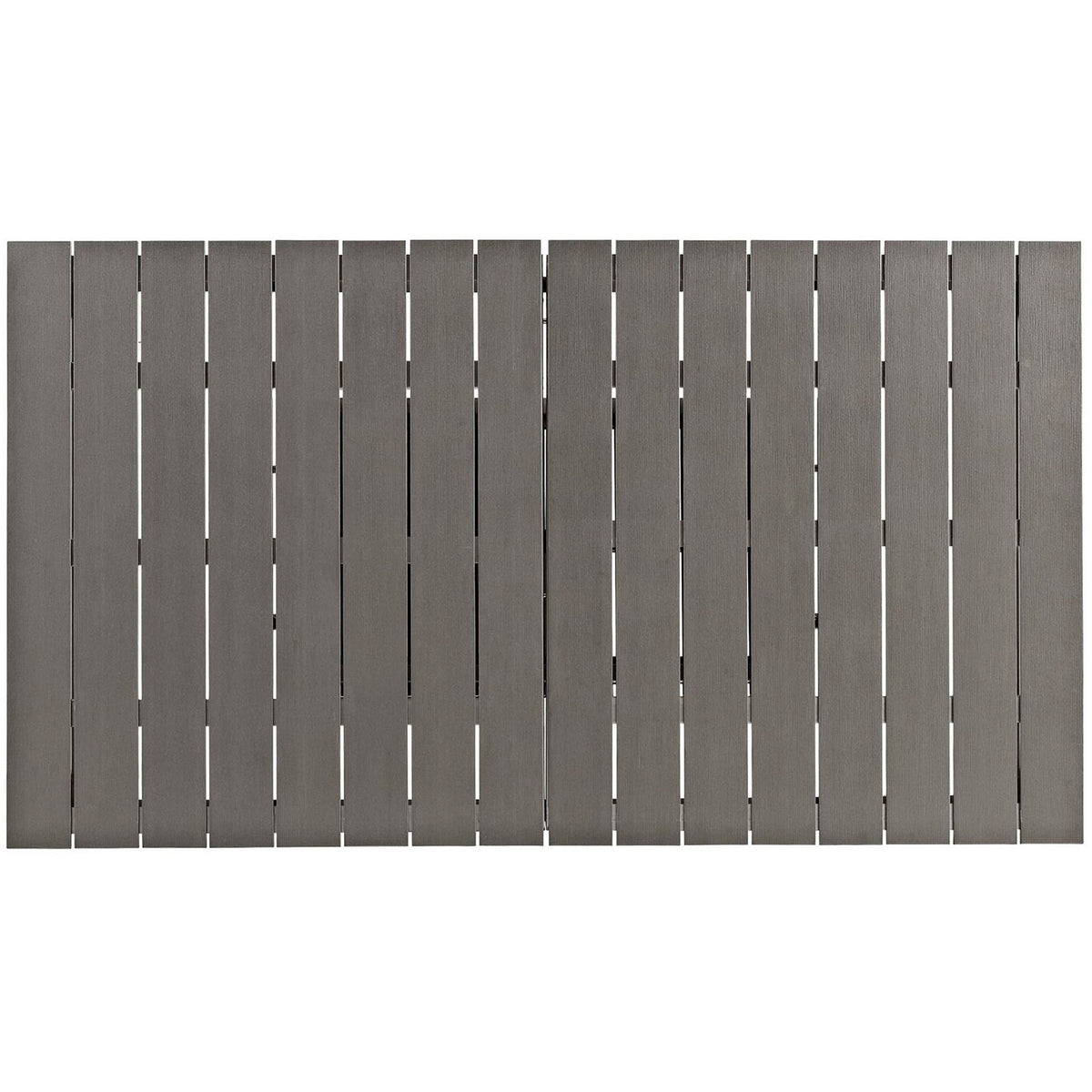 Gray plank tabletop in compact position, providing a sleek surface for everyday outdoor dining || EEI-2257-SLV-GRY || top_studio