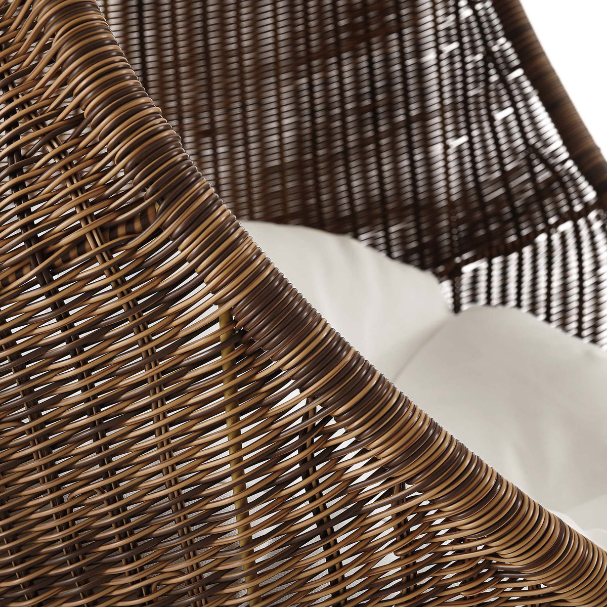Tight synthetic rattan weave pairs with the crisp white cushion for a refined, coastal-inspired look || EEI-2277-YLW-WHI-SET || swatch_studio