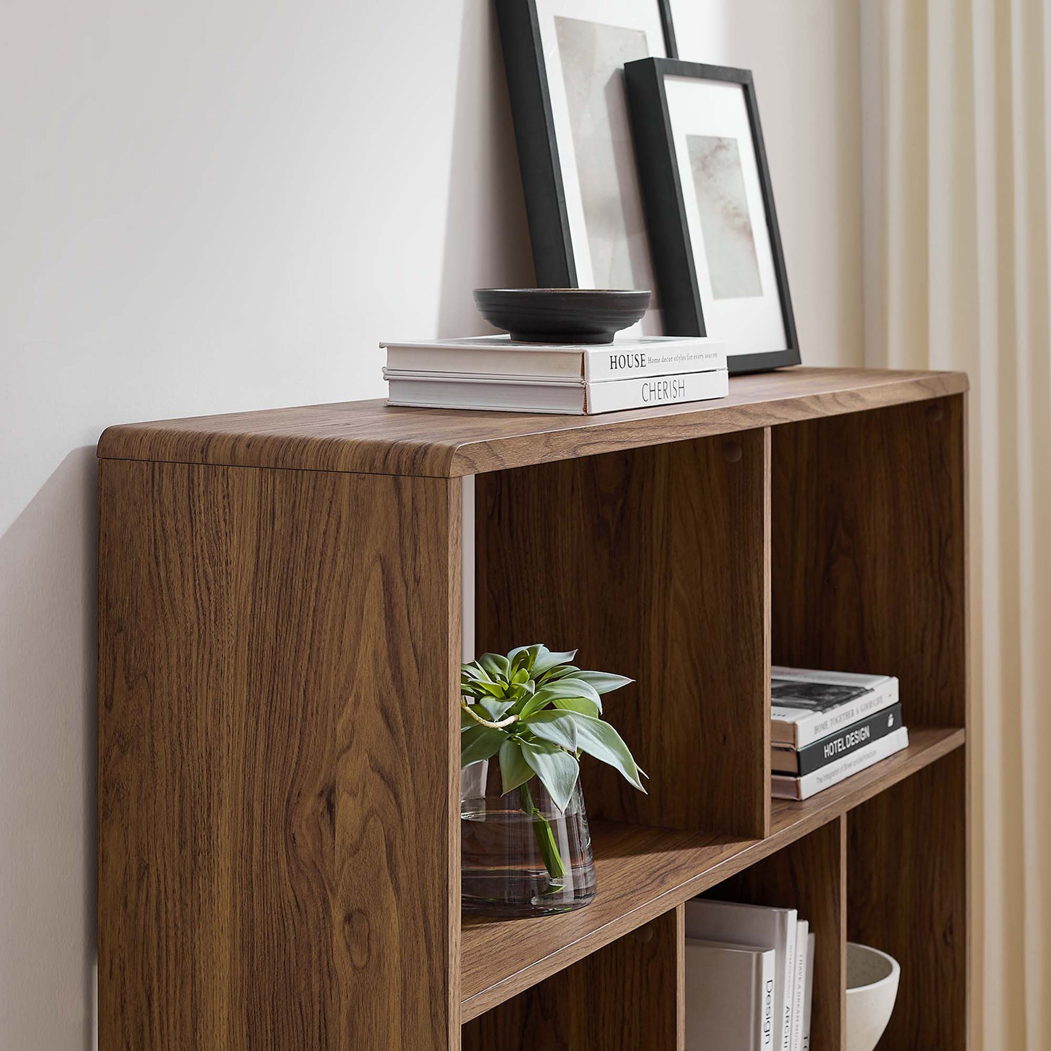 Transit 7-Shelf Wood Grain Bookcase Walnut