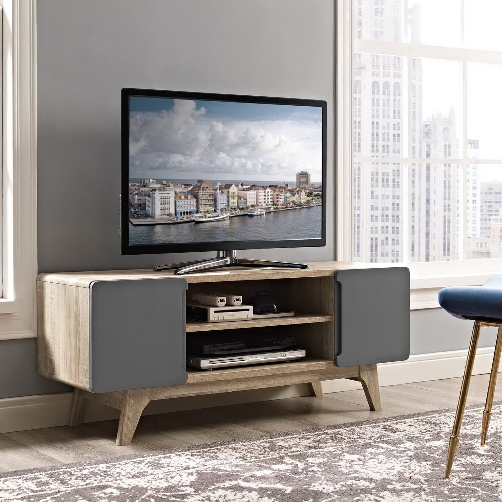 Treck TV Stand Natural Gray