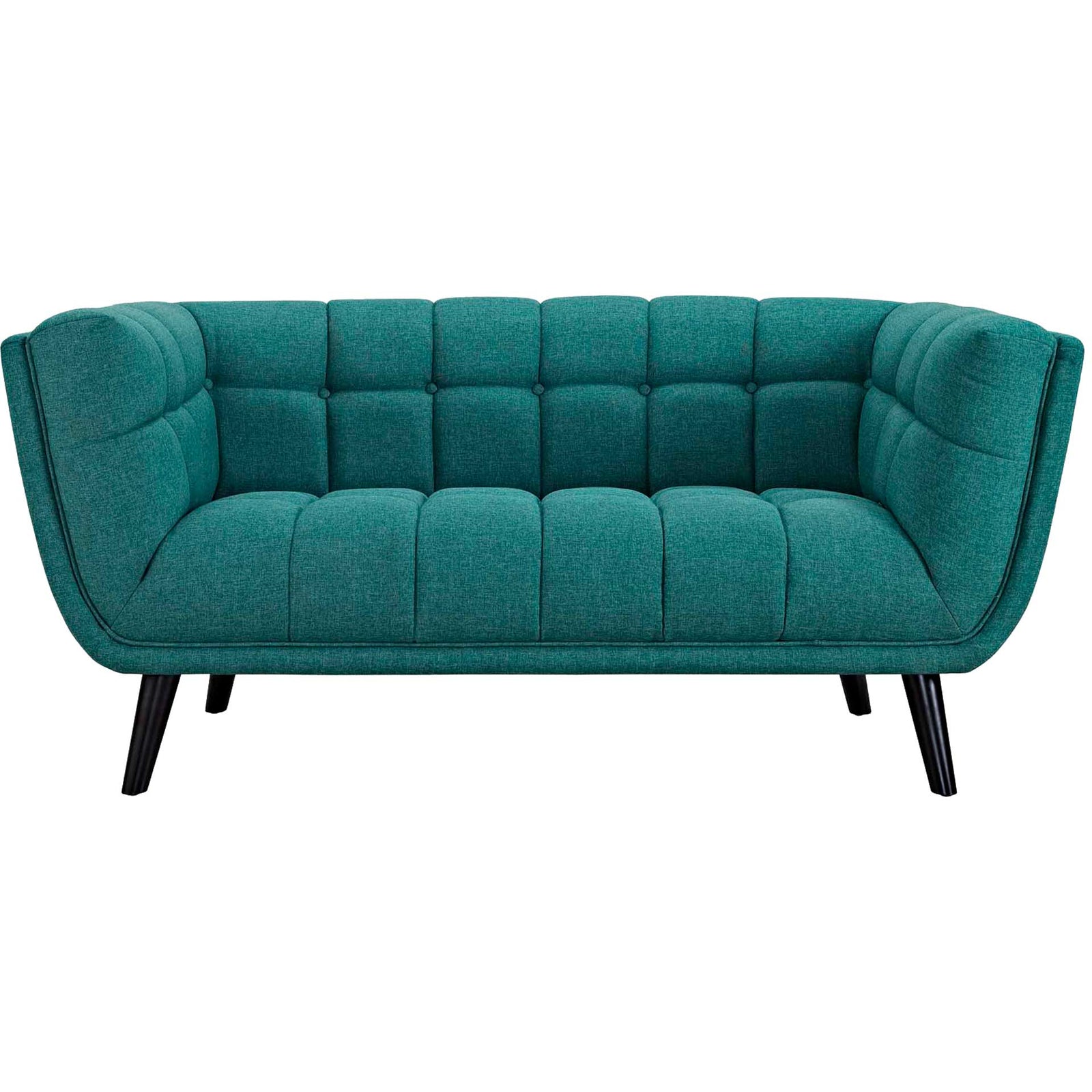 Banister Upholstered Fabric Loveseat Teal