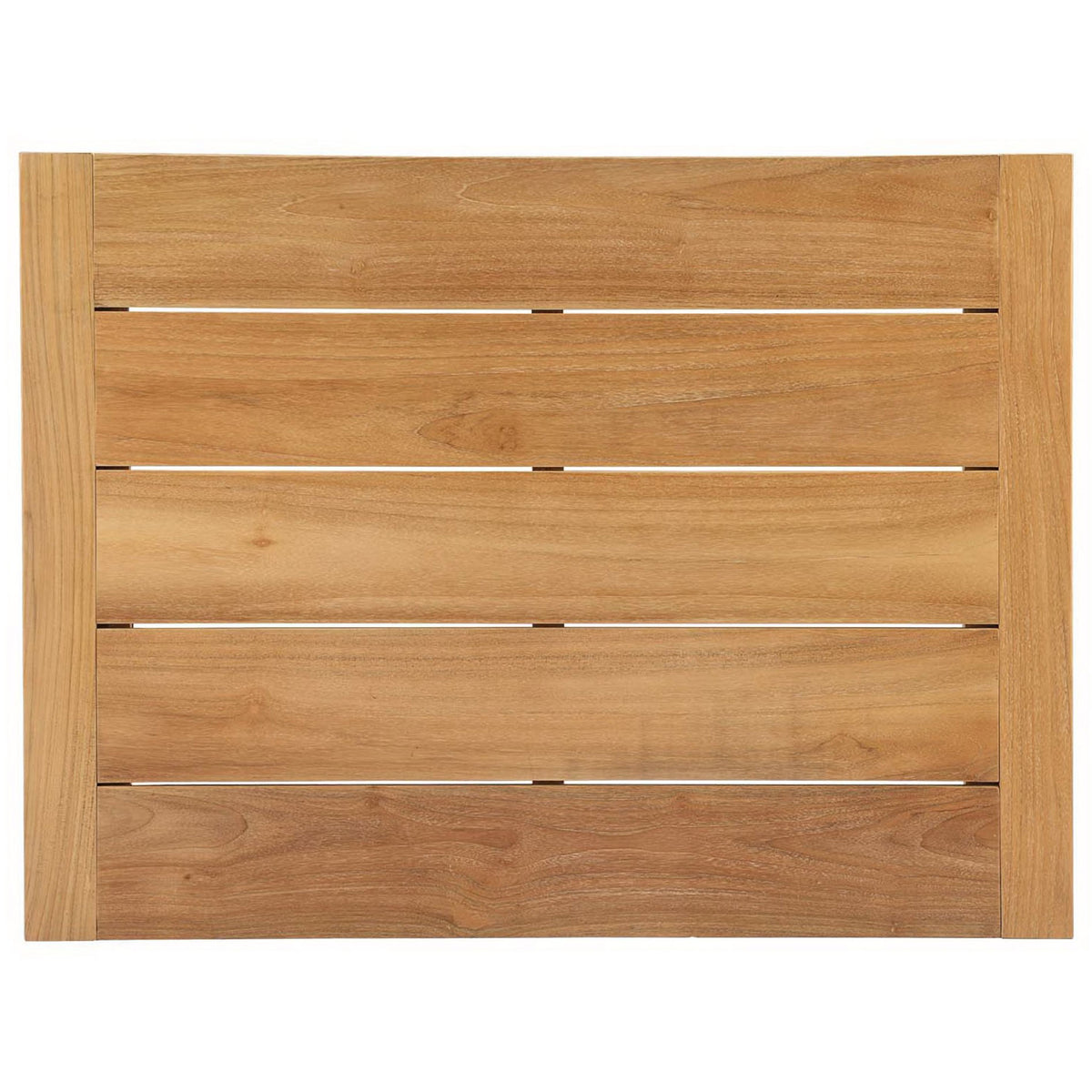 Wide natural teak tabletop with evenly spaced slats showcasing warm grain and weather-ready craftsmanship || EEI-2710-NAT || top_studio