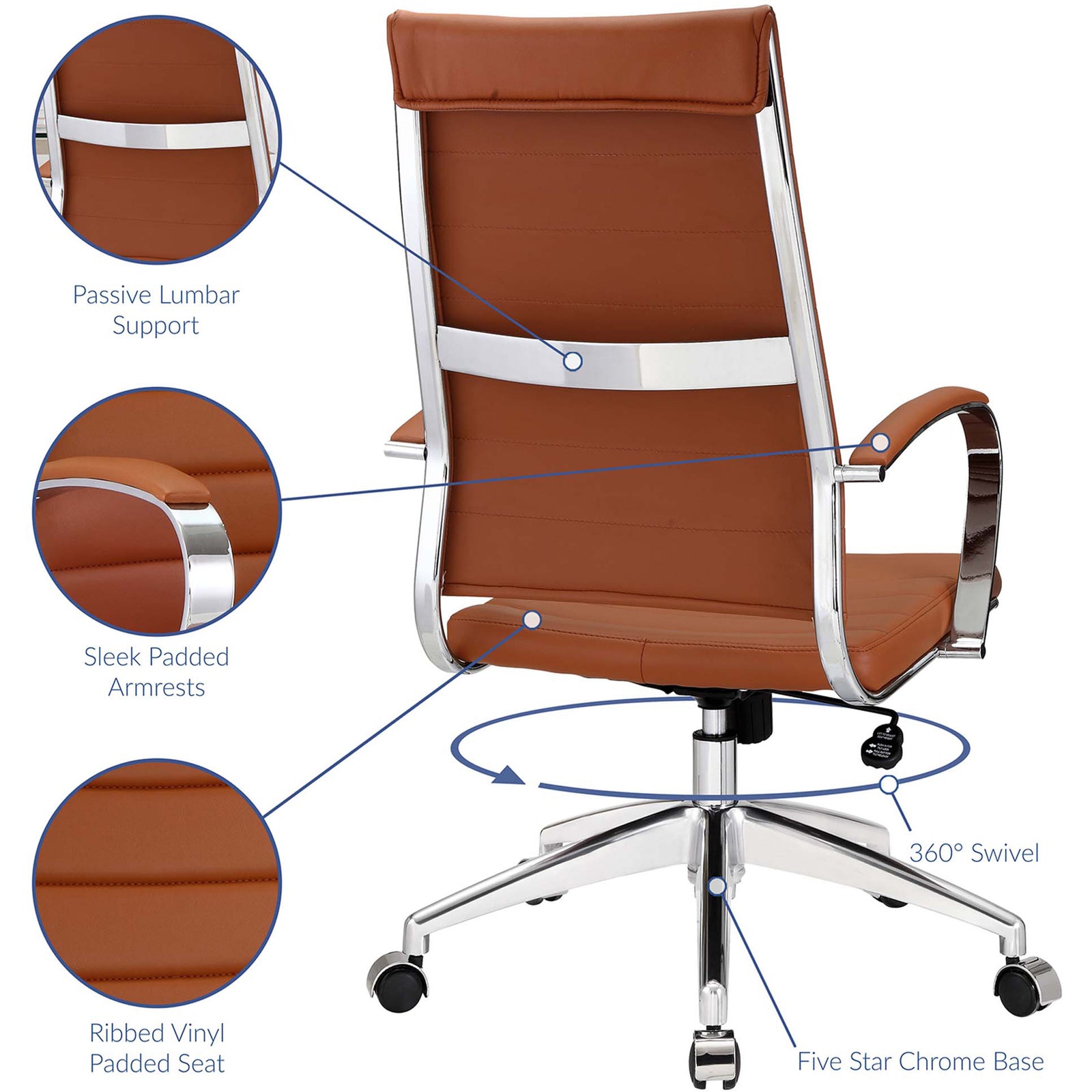 Jiverton High Back Office Chair Terracotta