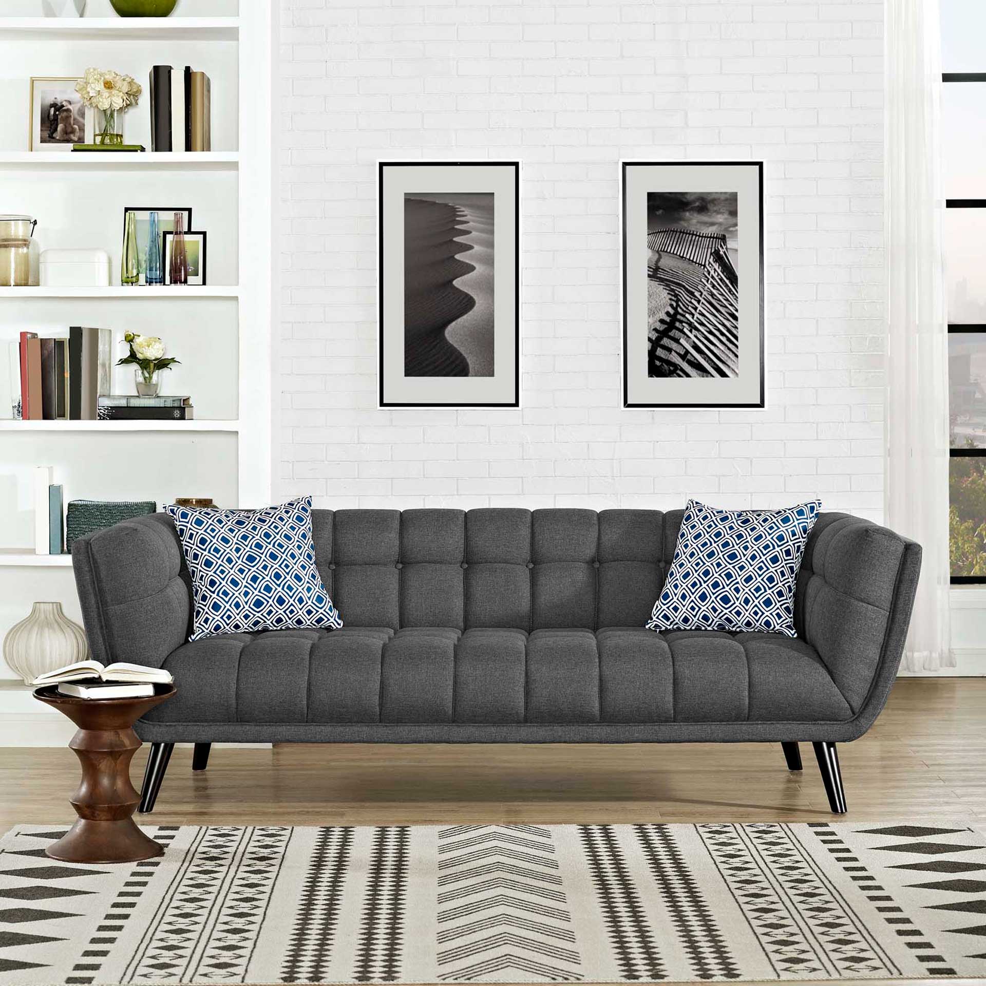 Banister Upholstered Fabric Sofa Gray