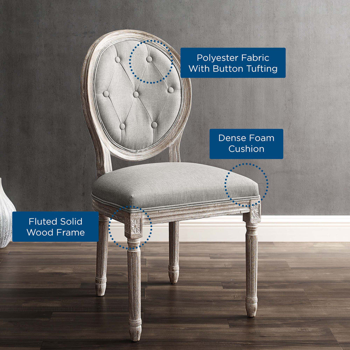 Arturo Fabric Side Chair Light Gray