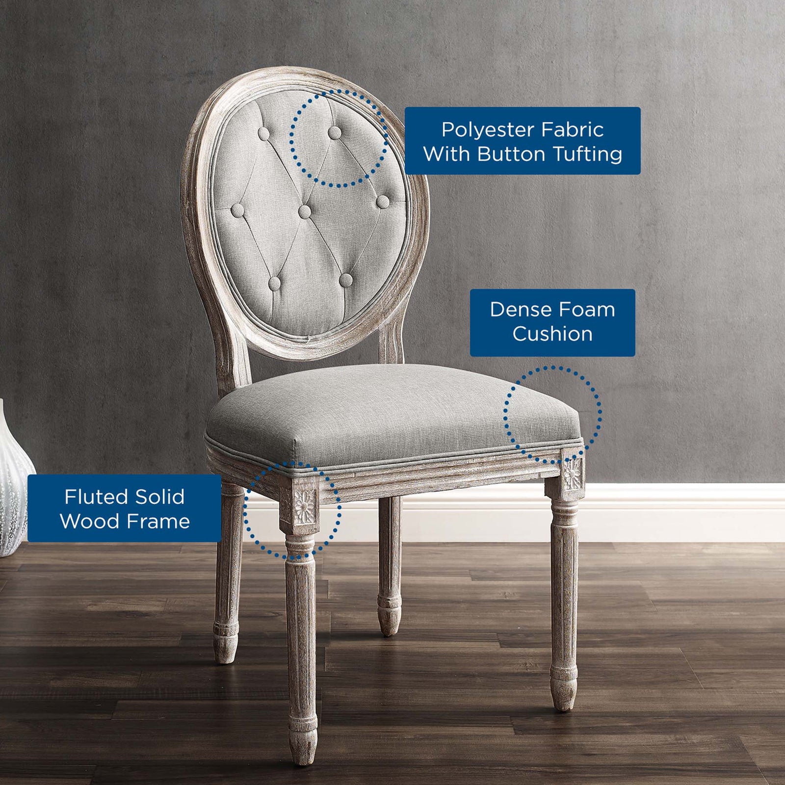 Arturo Fabric Side Chair Light Gray