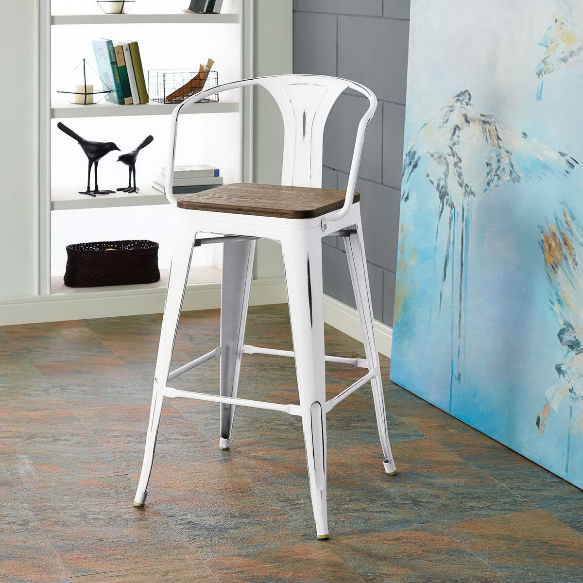 Promont Low Backrest Bar Stool White