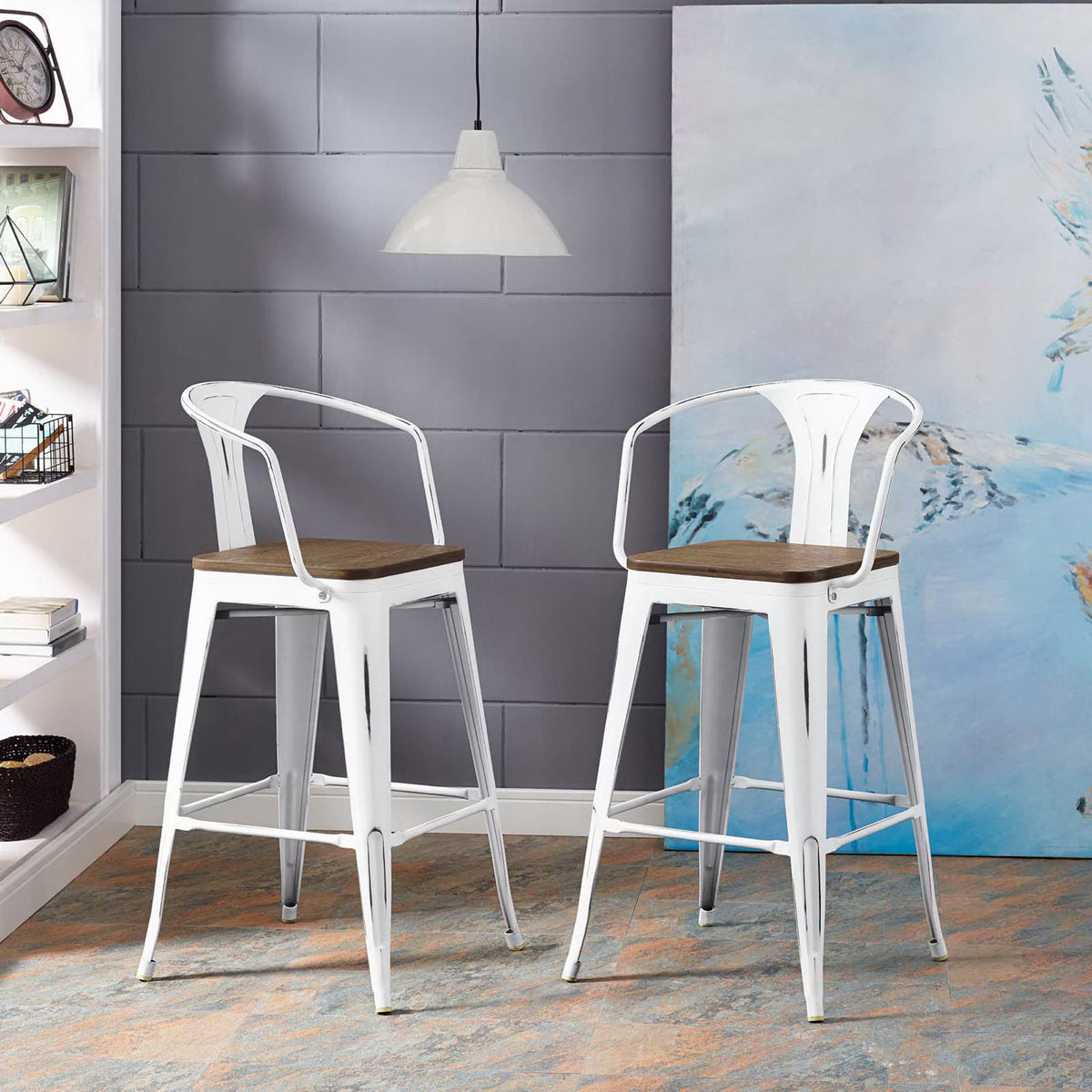 Promont Low Backrest Bar Stool White