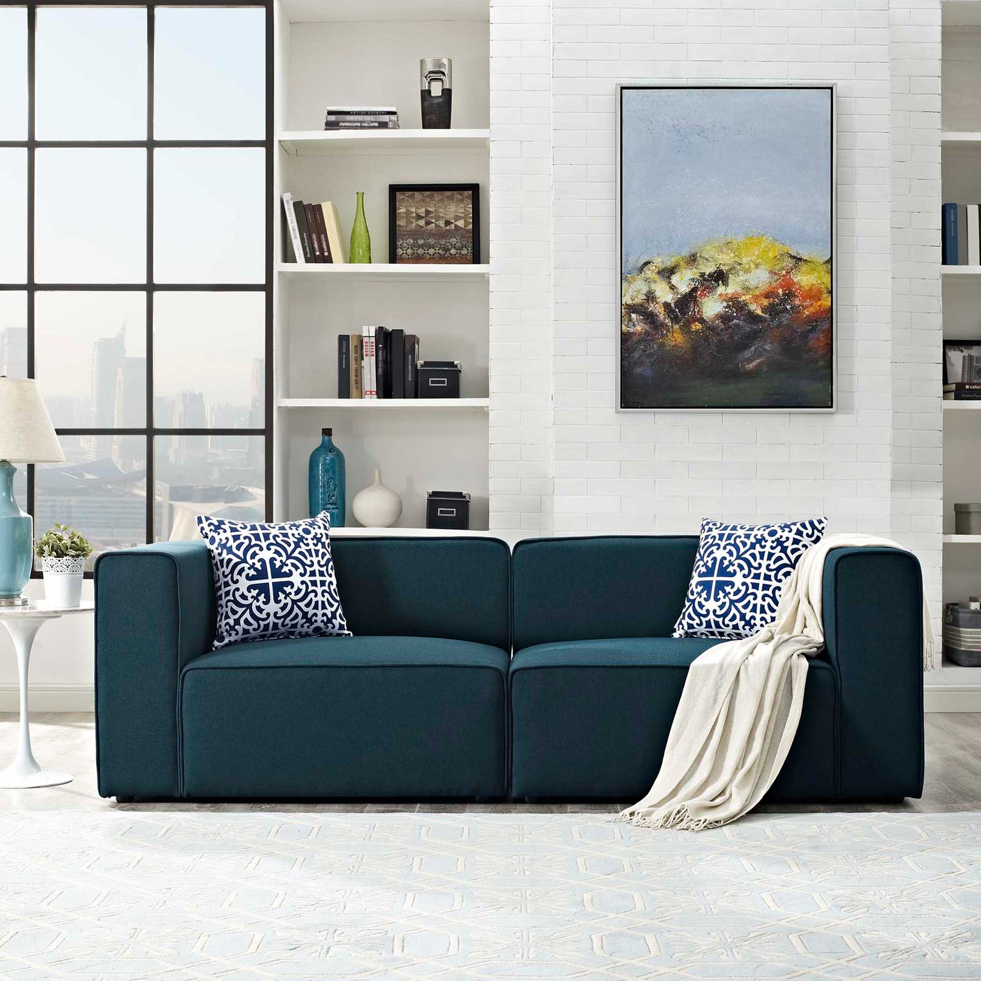 Maisie Fabric Loveseat Blue