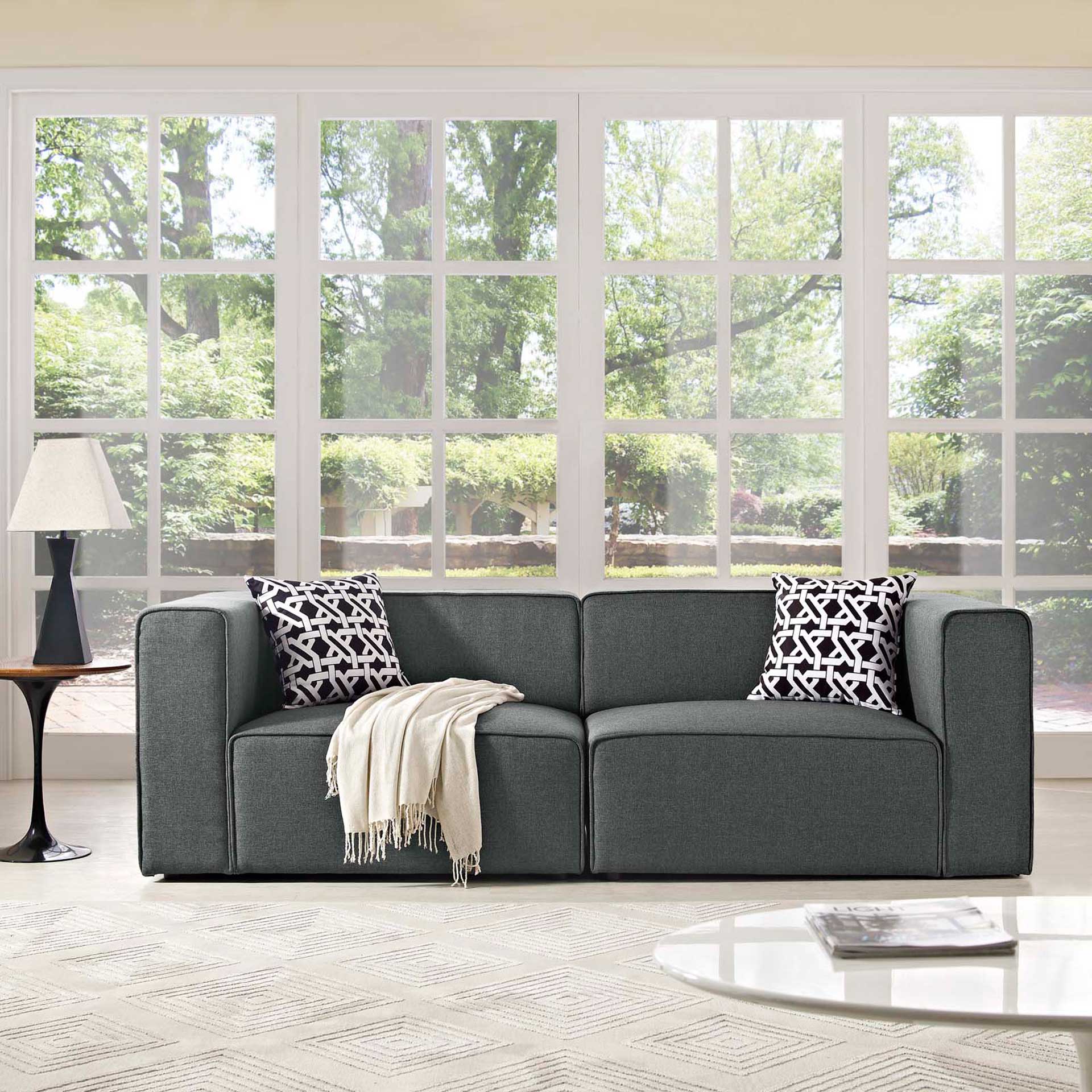 Maisie Fabric Loveseat Gray