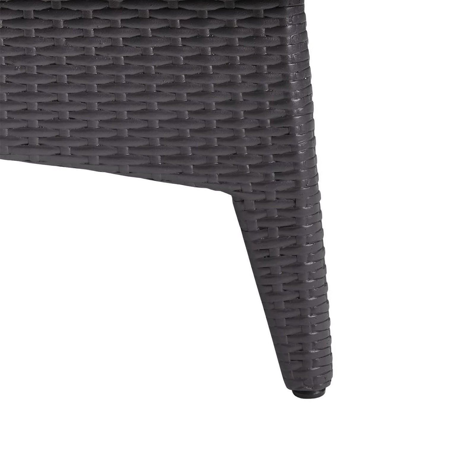 Textured espresso wicker leg with tapered profile and adjustable floor glide || EEI-2991-EXP || leg_studio