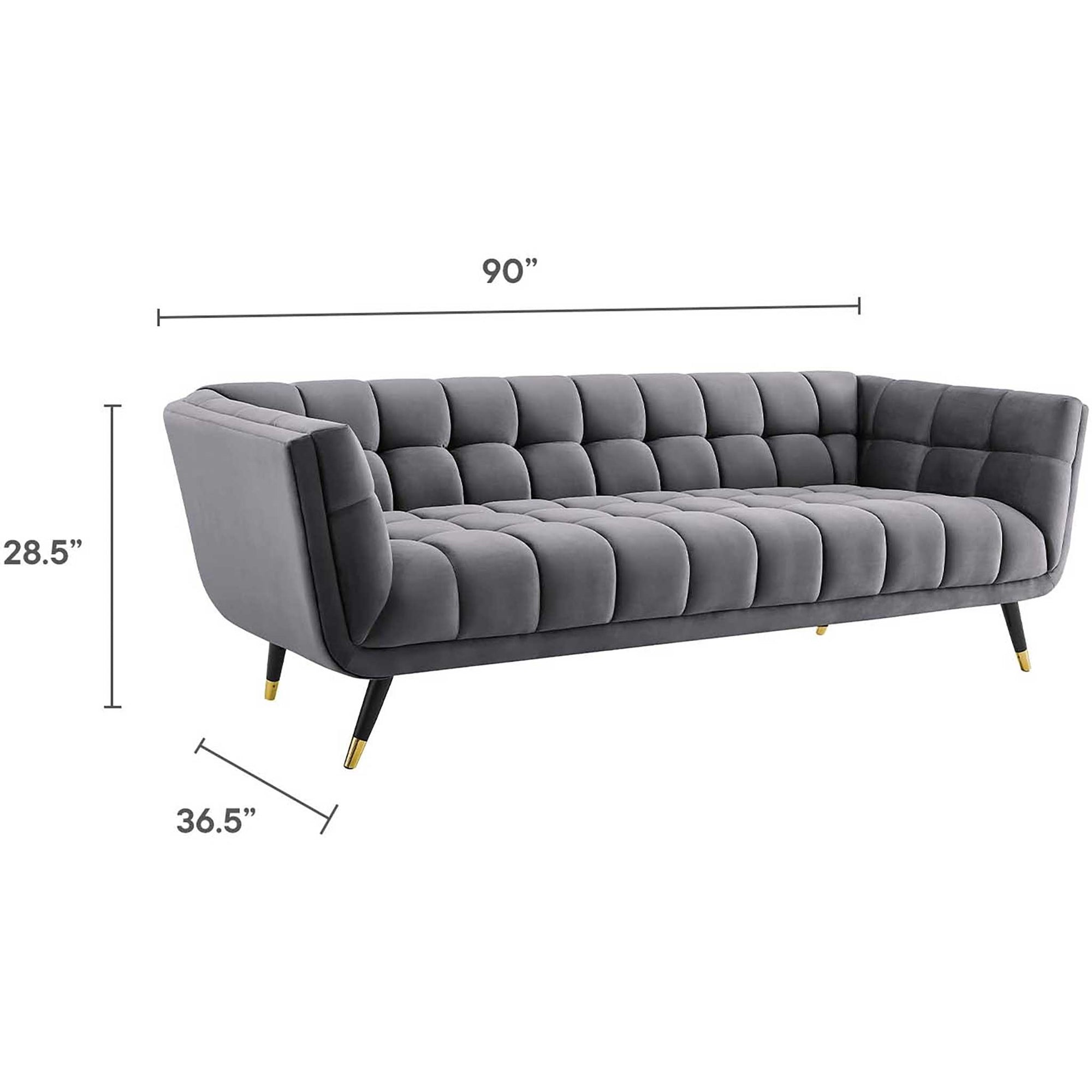 Adrianna Upholstered Velvet Sofa Gray