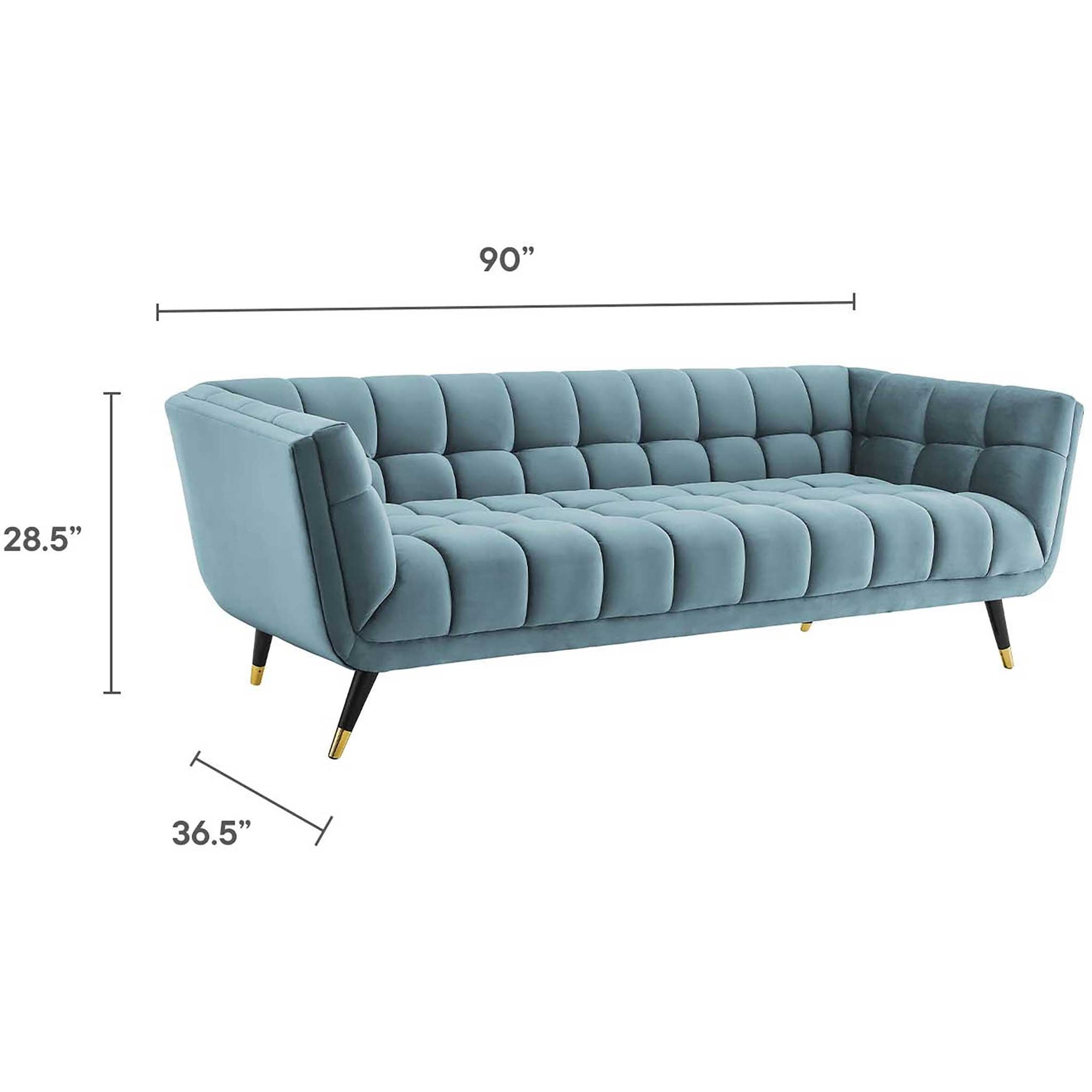 Adrianna Upholstered Velvet Sofa Sea Blue