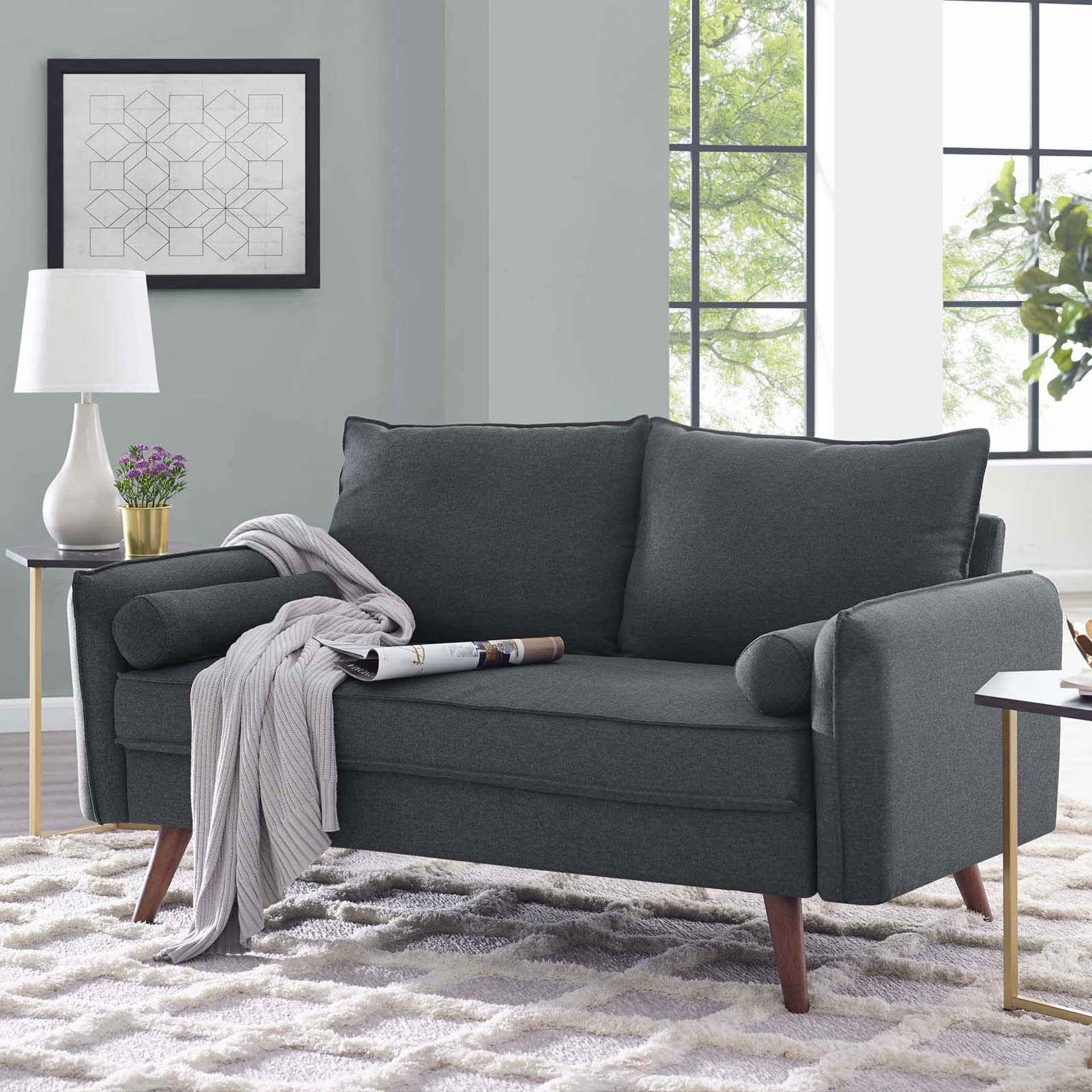 Raylee Upholstered Fabric Loveseat Gray