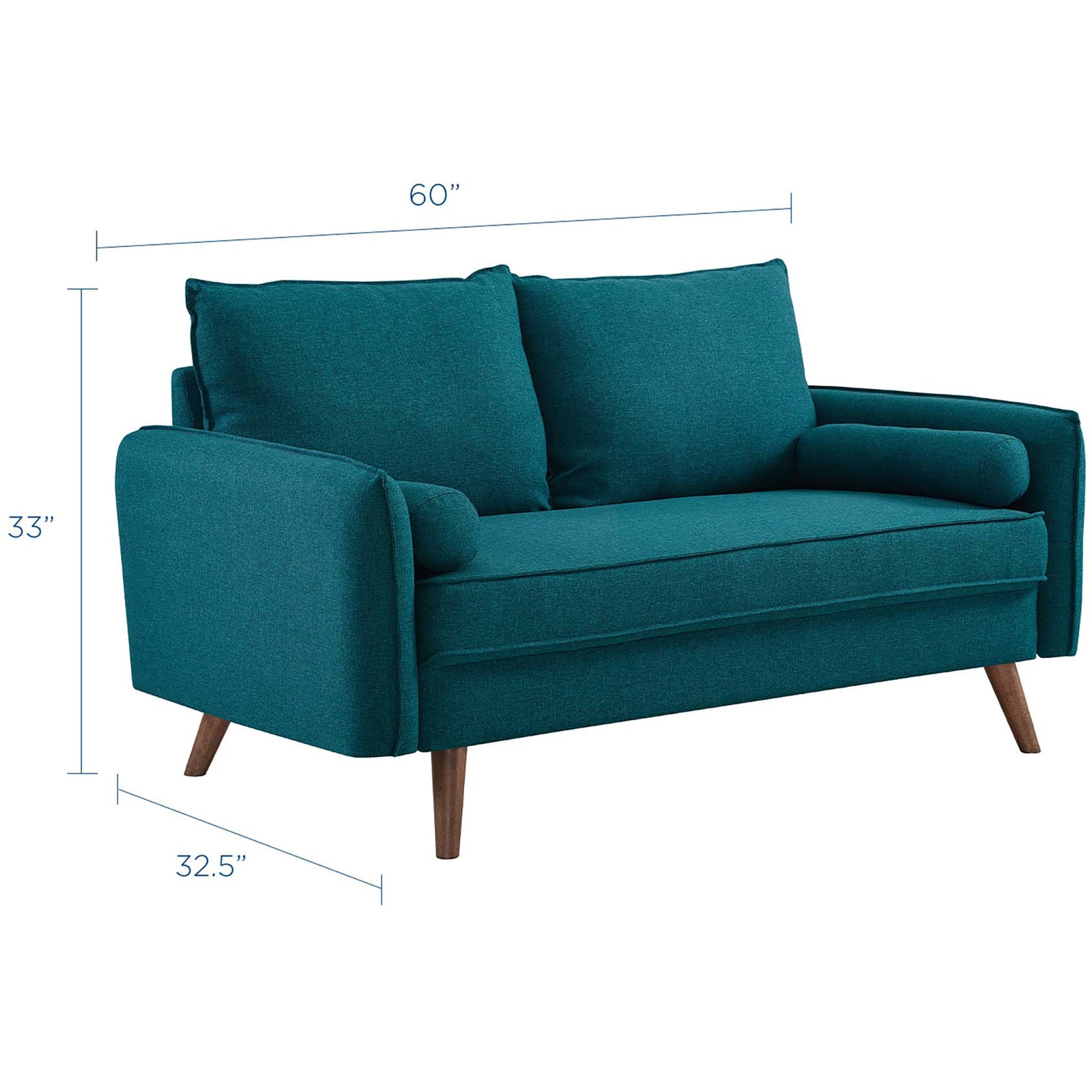 Raylee Upholstered Fabric Loveseat Teal