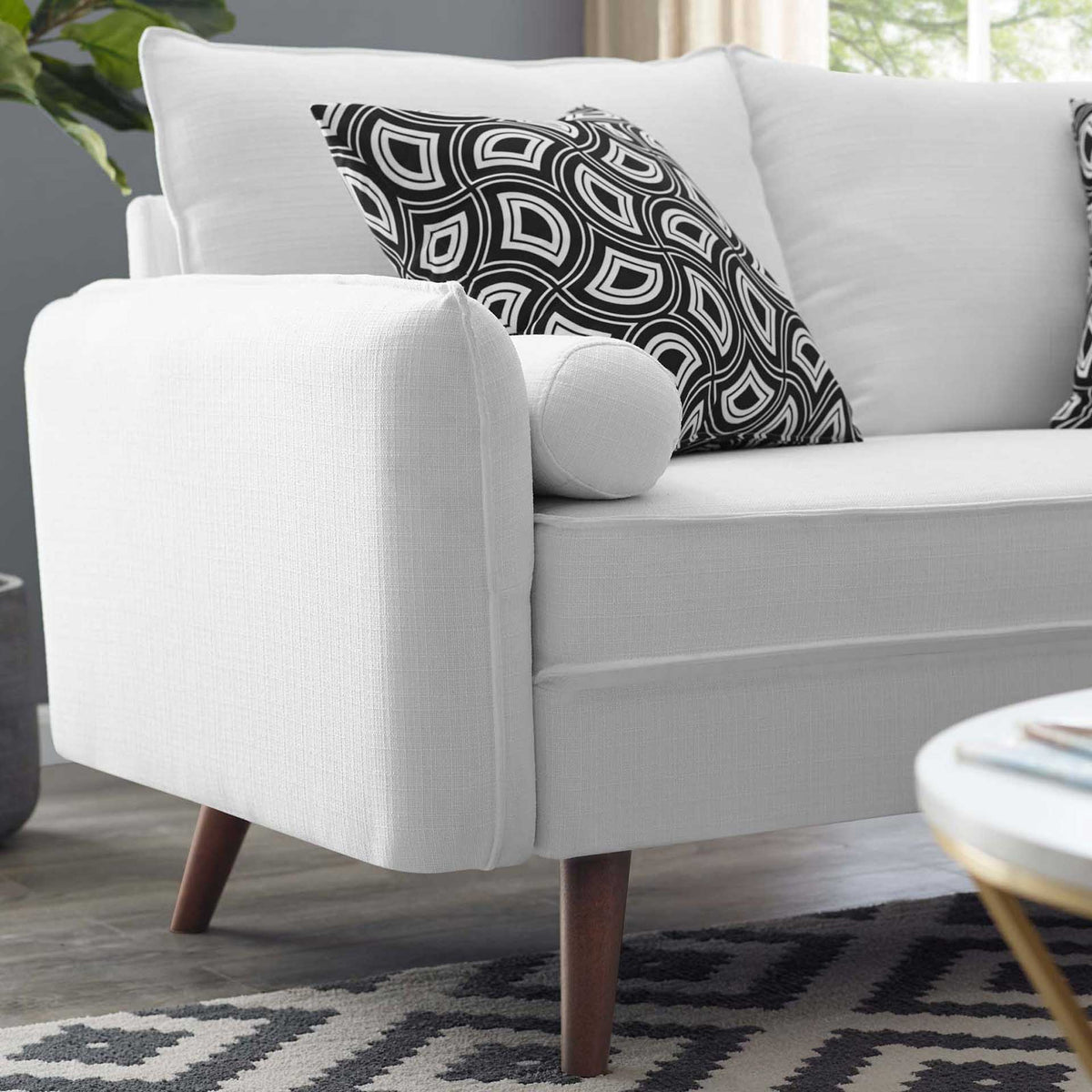 Raylee Upholstered Fabric Loveseat White