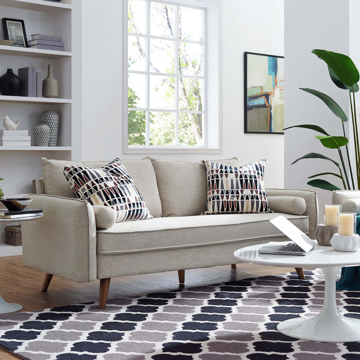 Revelstoke Upholstered Fabric Sofa Beige