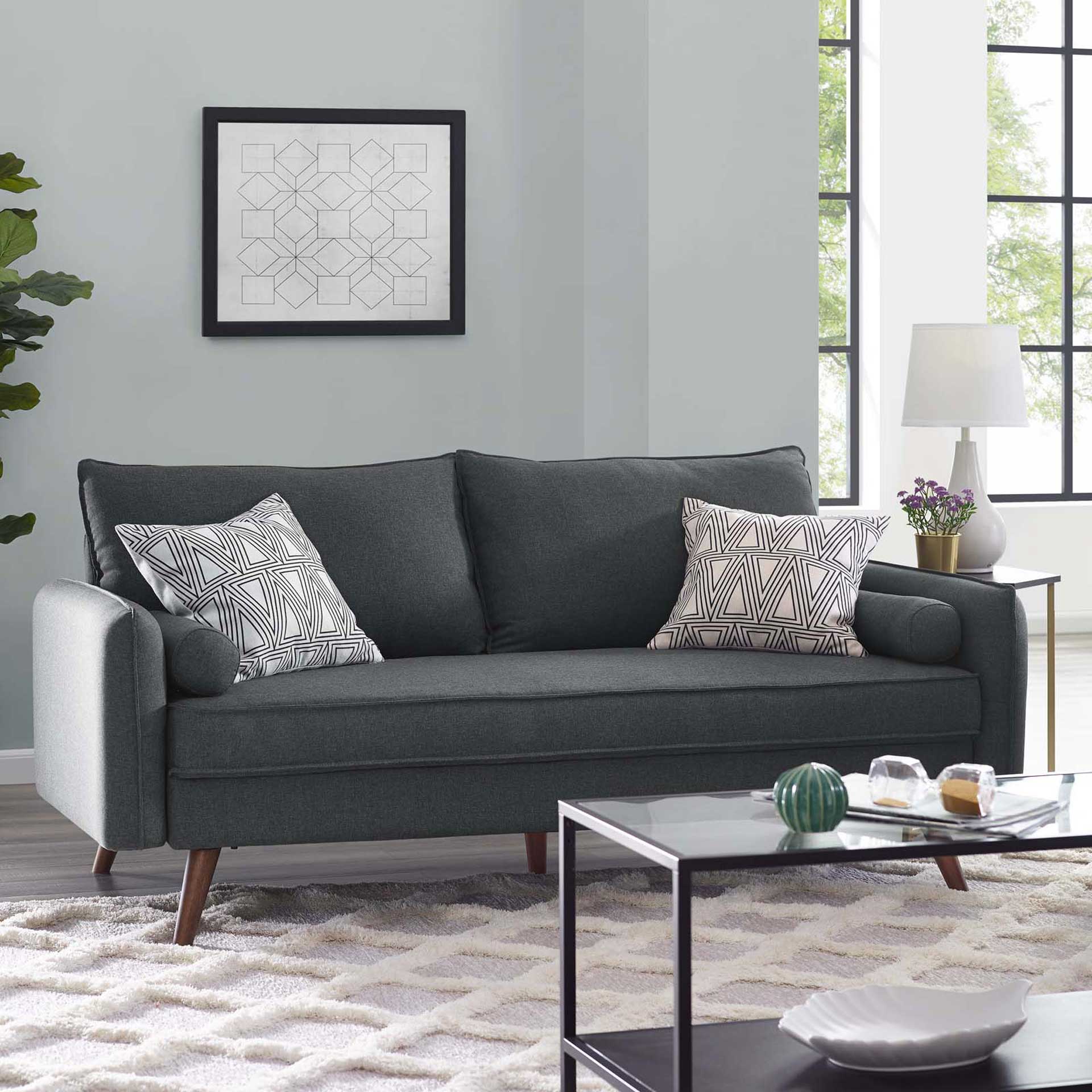 Raylee Upholstered Fabric Sofa Gray