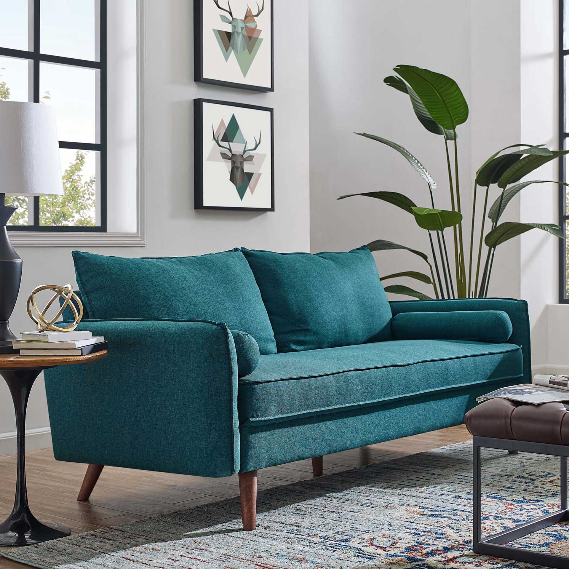 Raylee Upholstered Fabric Sofa Teal