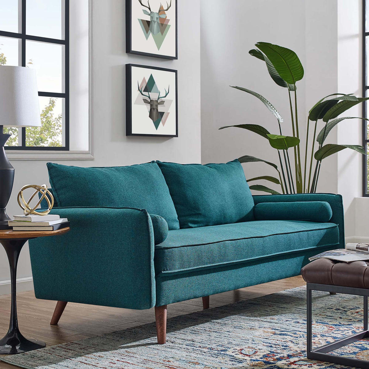 Reverie Upholstered Fabric Sofa Teal