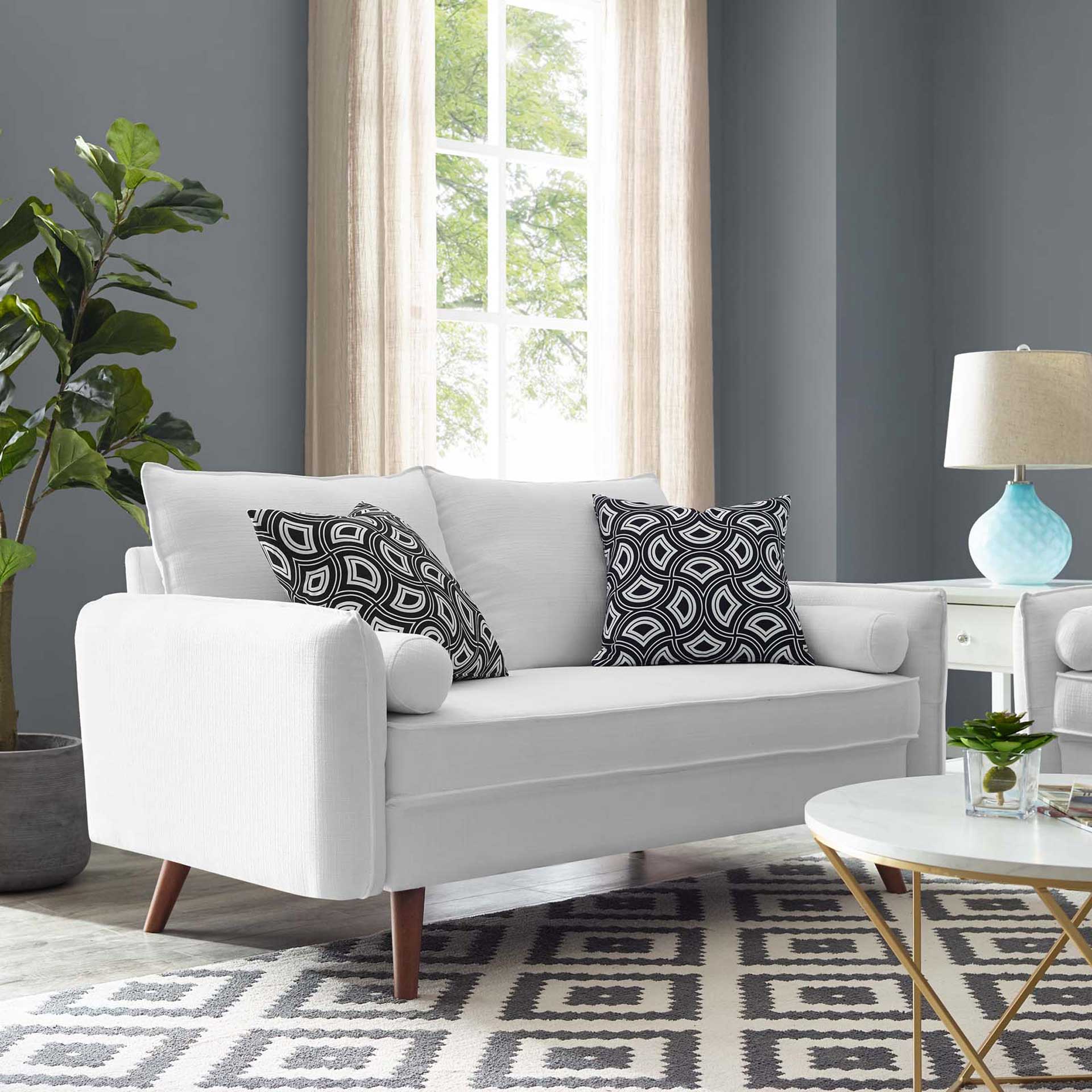 Raylee Upholstered Fabric Sofa White