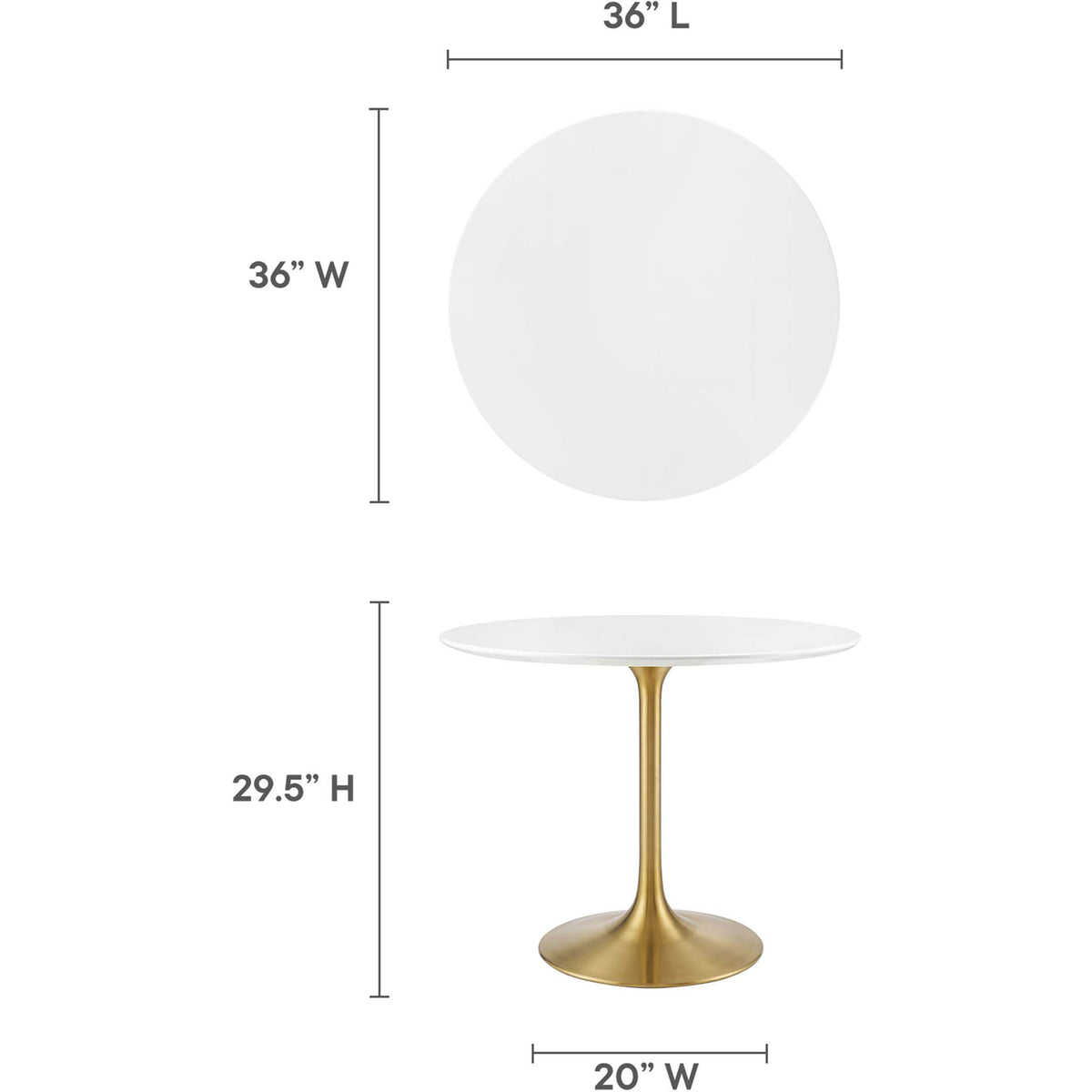 Lore Round Dining Table Gold/White