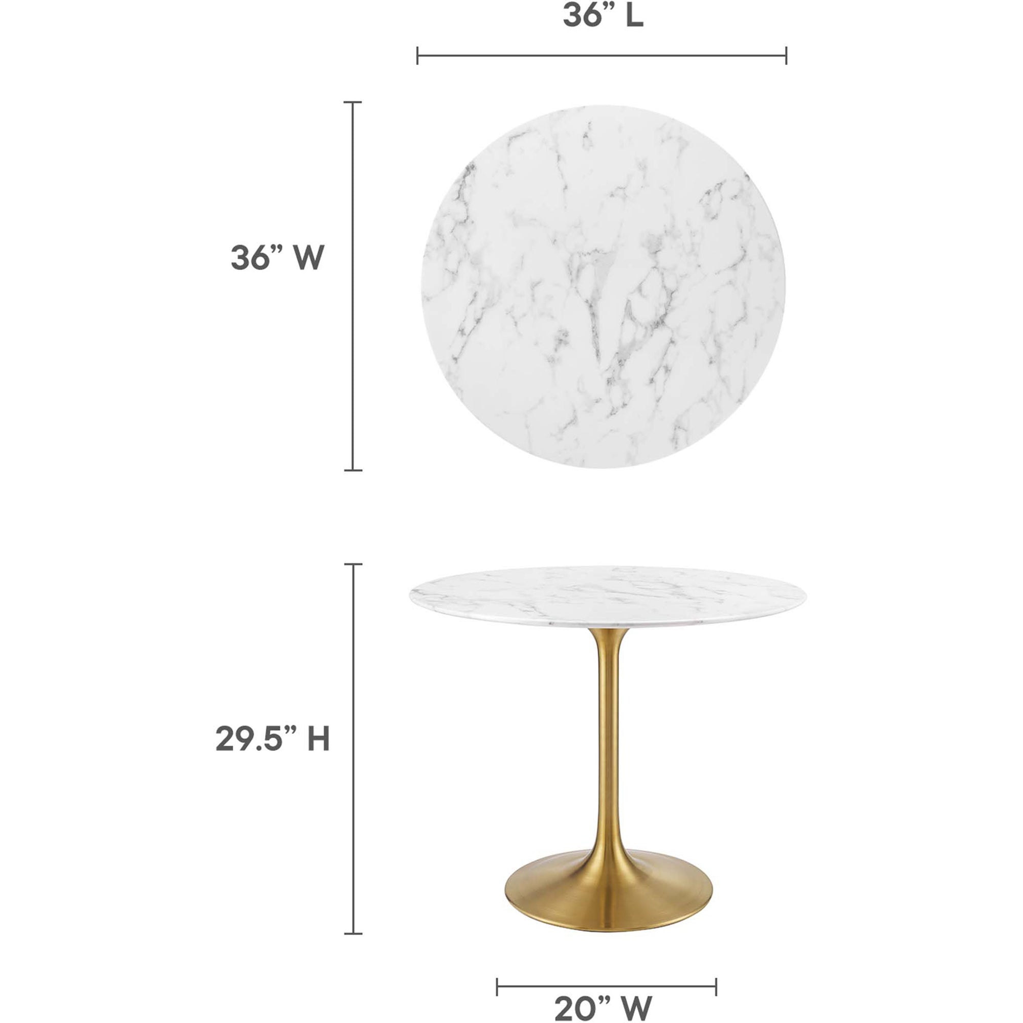 Lipton Round Faux Marble Dining Table White/Gold