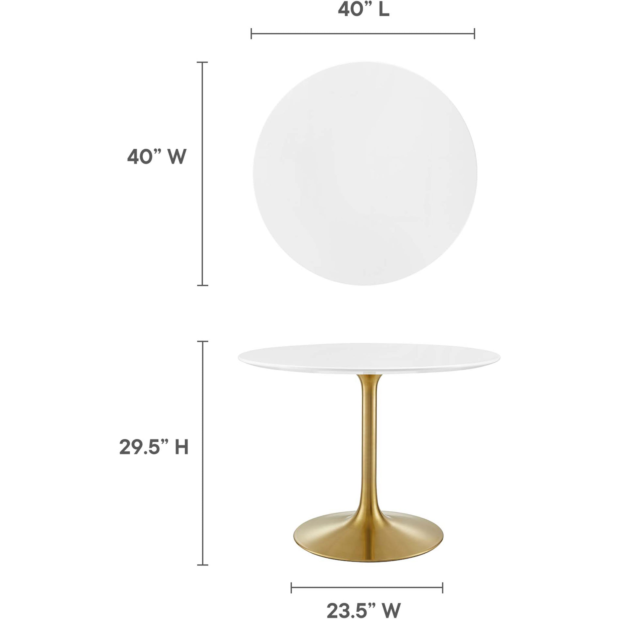 Lipton Round Wood Dining Table White/Gold