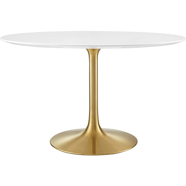 Lore Round Dining Table Gold/White