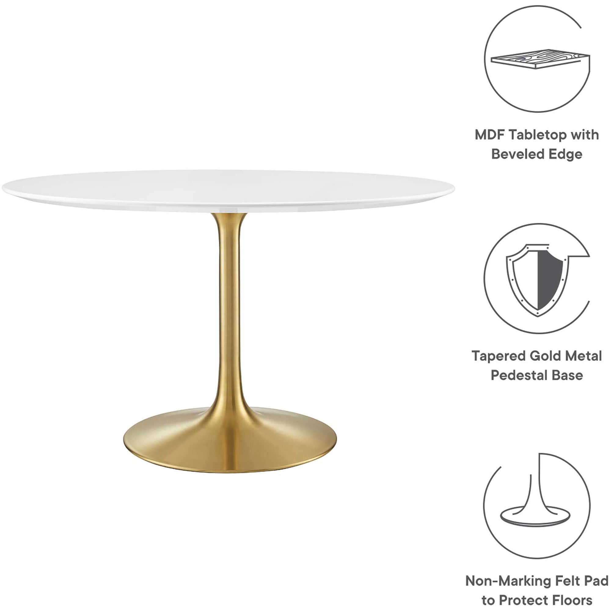 Lipton Round Wood Dining Table White/Gold