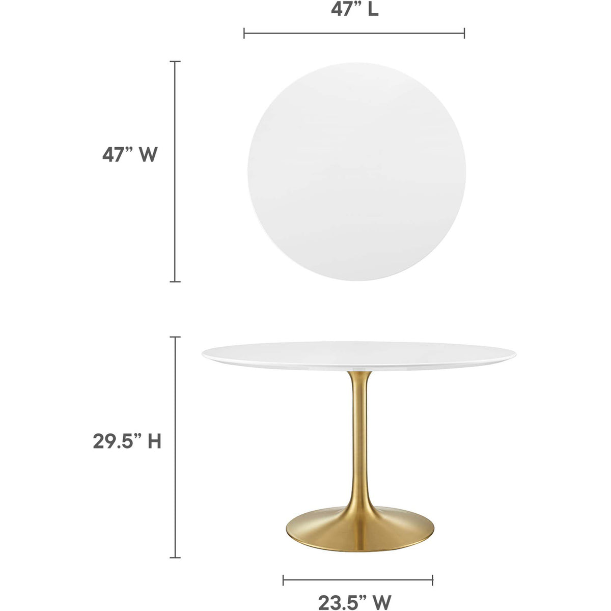 Lore Round Dining Table Gold/White