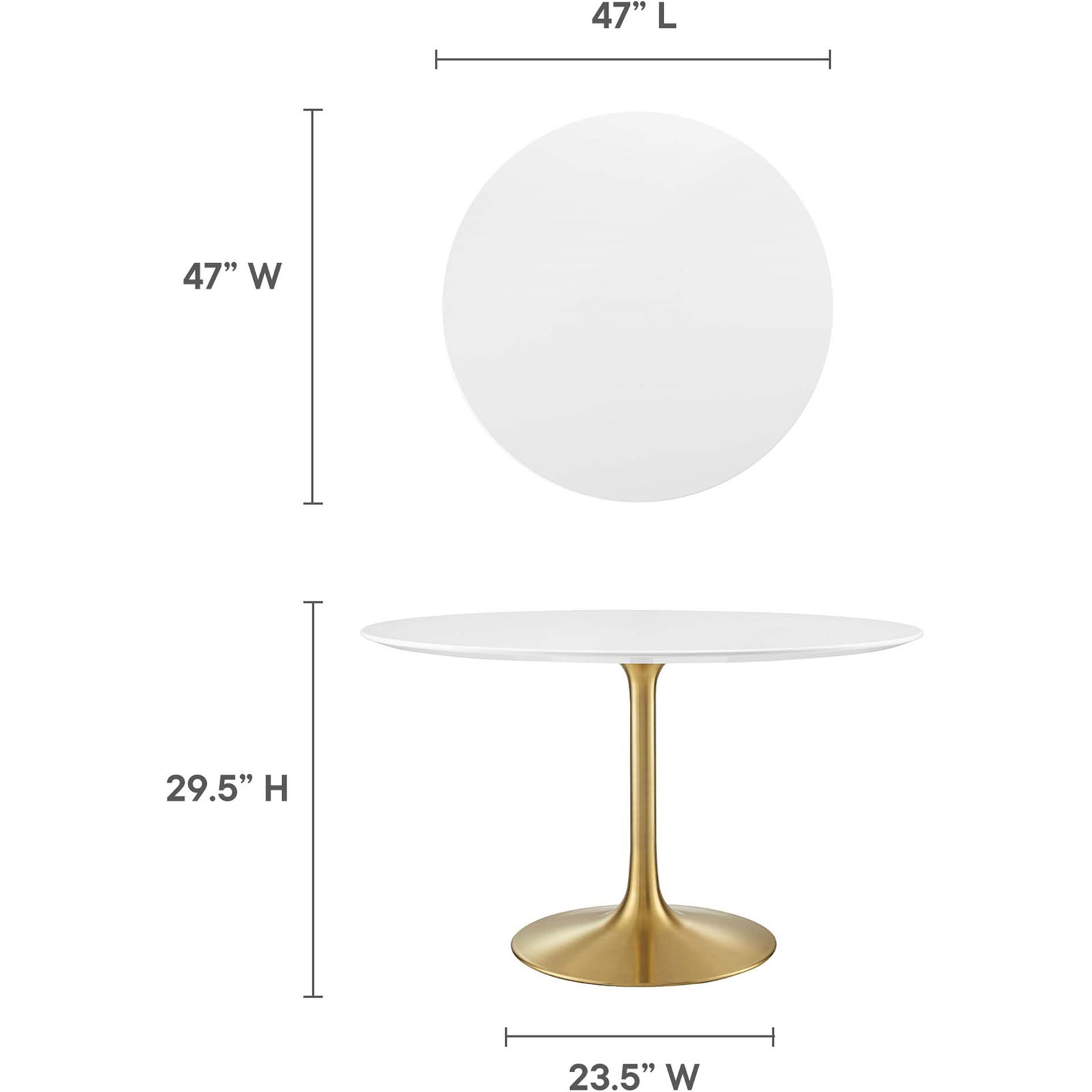 Lore Round Dining Table Gold/White