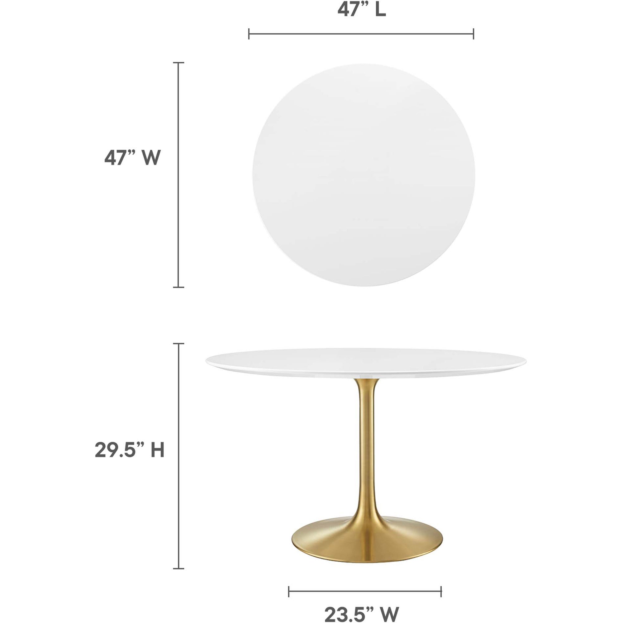 Lipton Round Wood Dining Table White/Gold