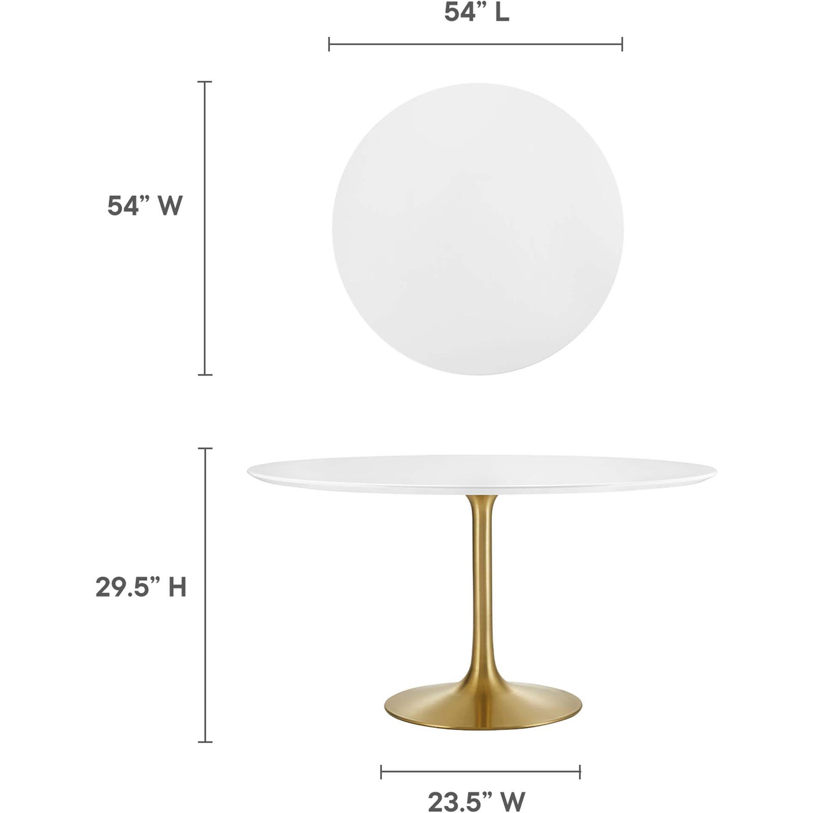 Lore Round Dining Table Gold/White