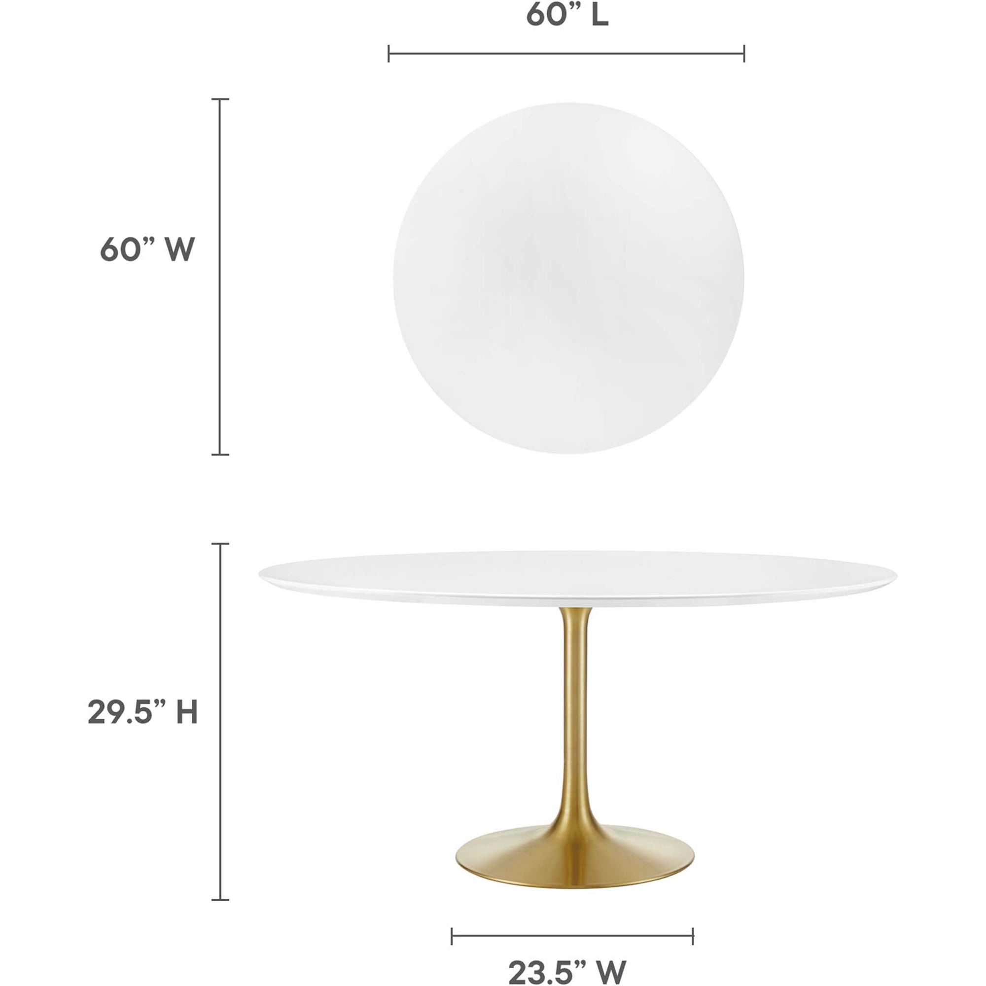 Lipton Round Wood Dining Table White/Gold