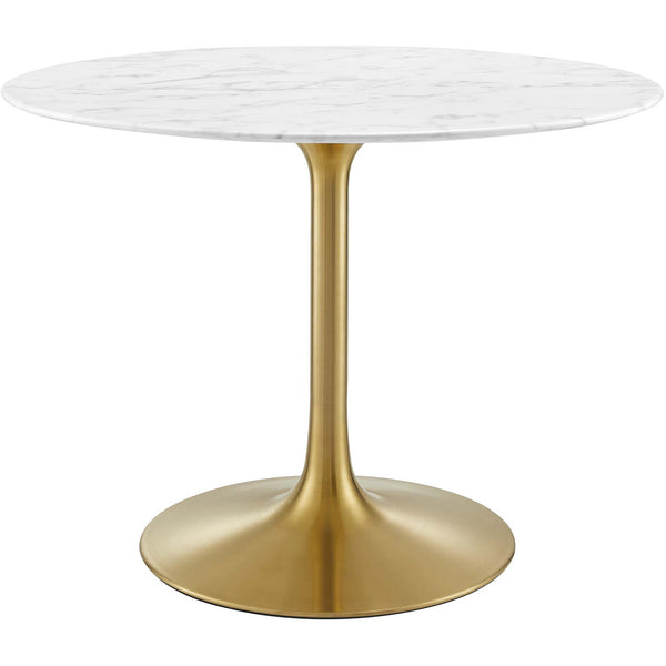 Lore Round Dining Table Gold/White Marble