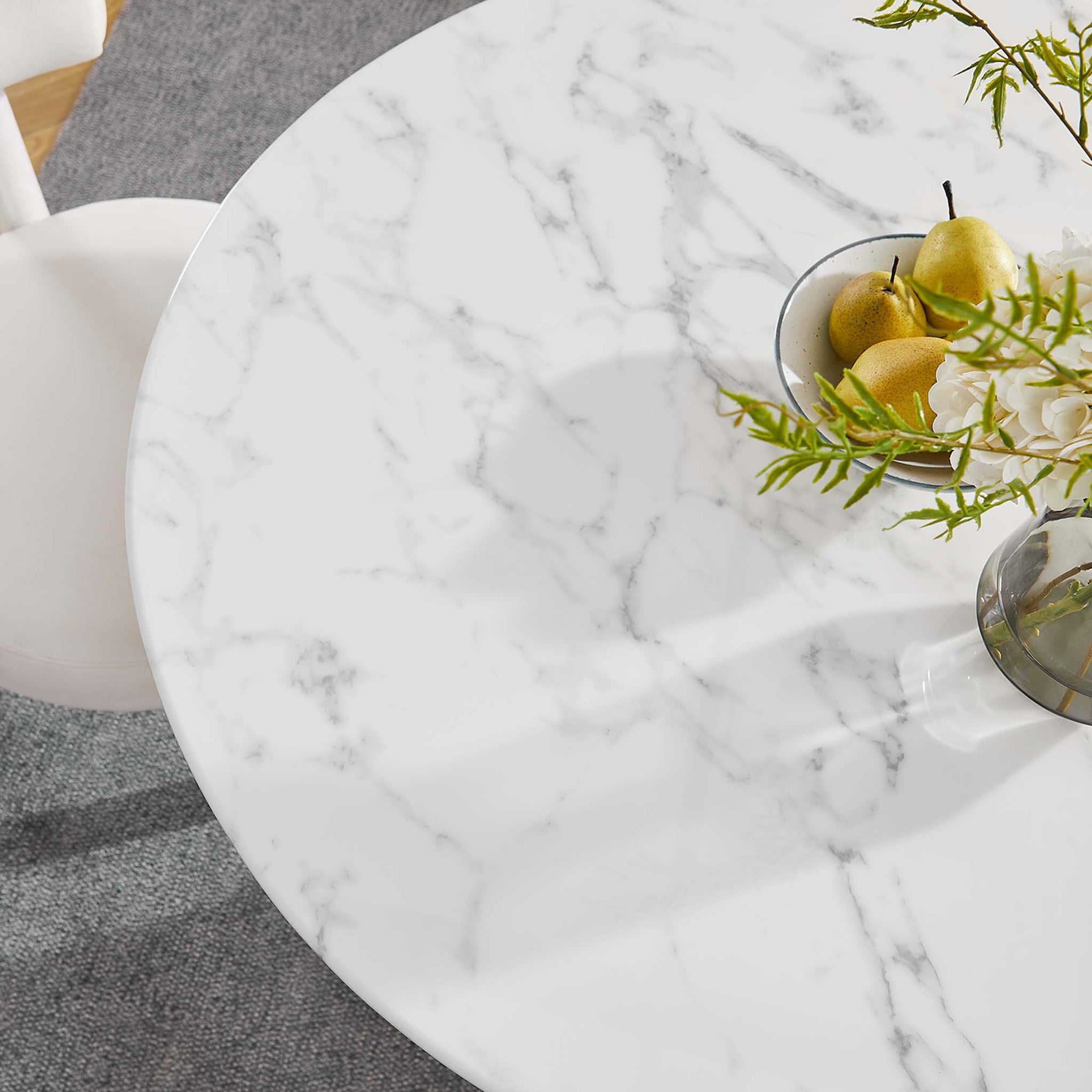 Lipton Round Faux Marble Dining Table White/Gold